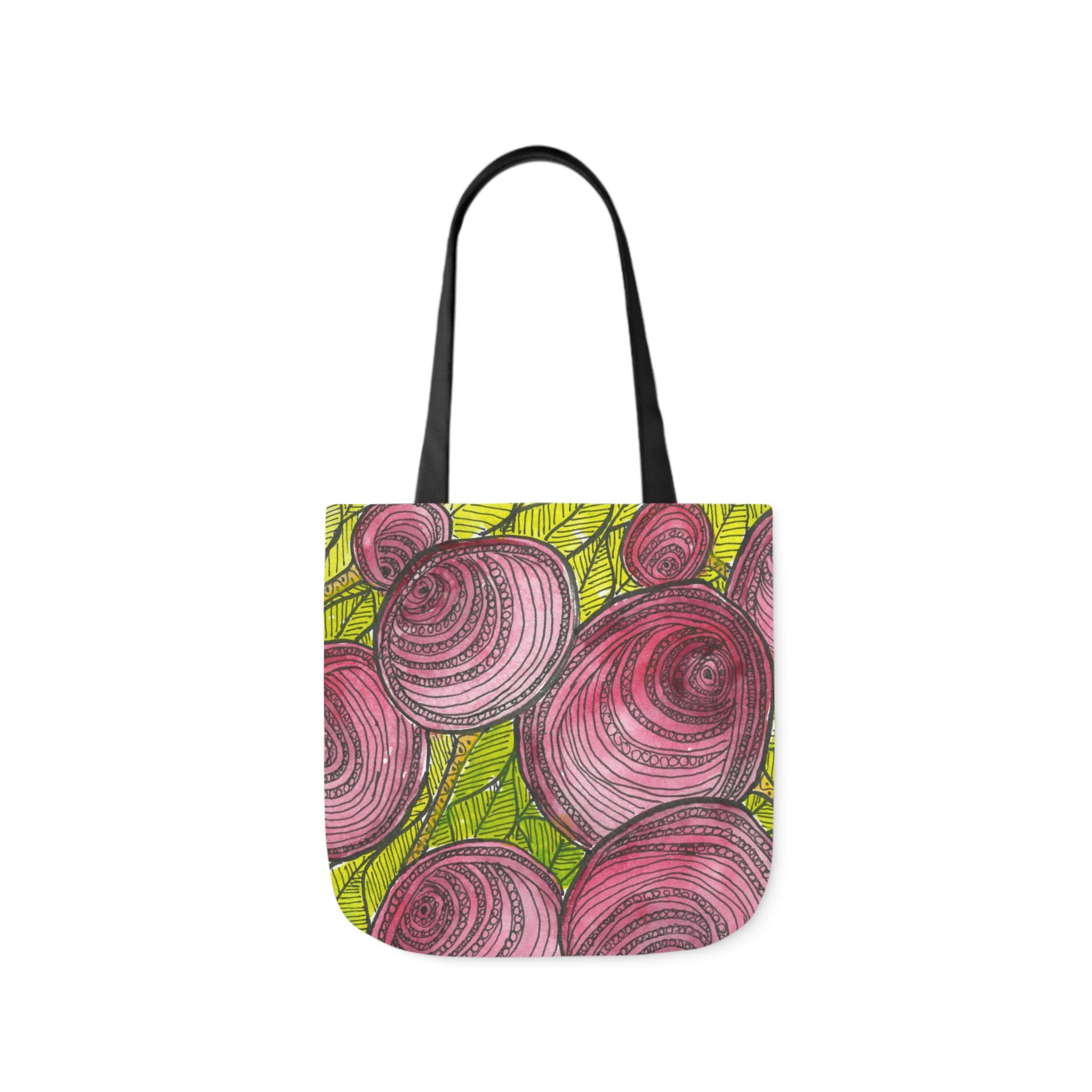Canvas Tote Bags, Colourful Abstract Designs, 5-Color Straps, 3 Sizes.  For Family and friends or a Special Gift #9 Spaced Blossoms