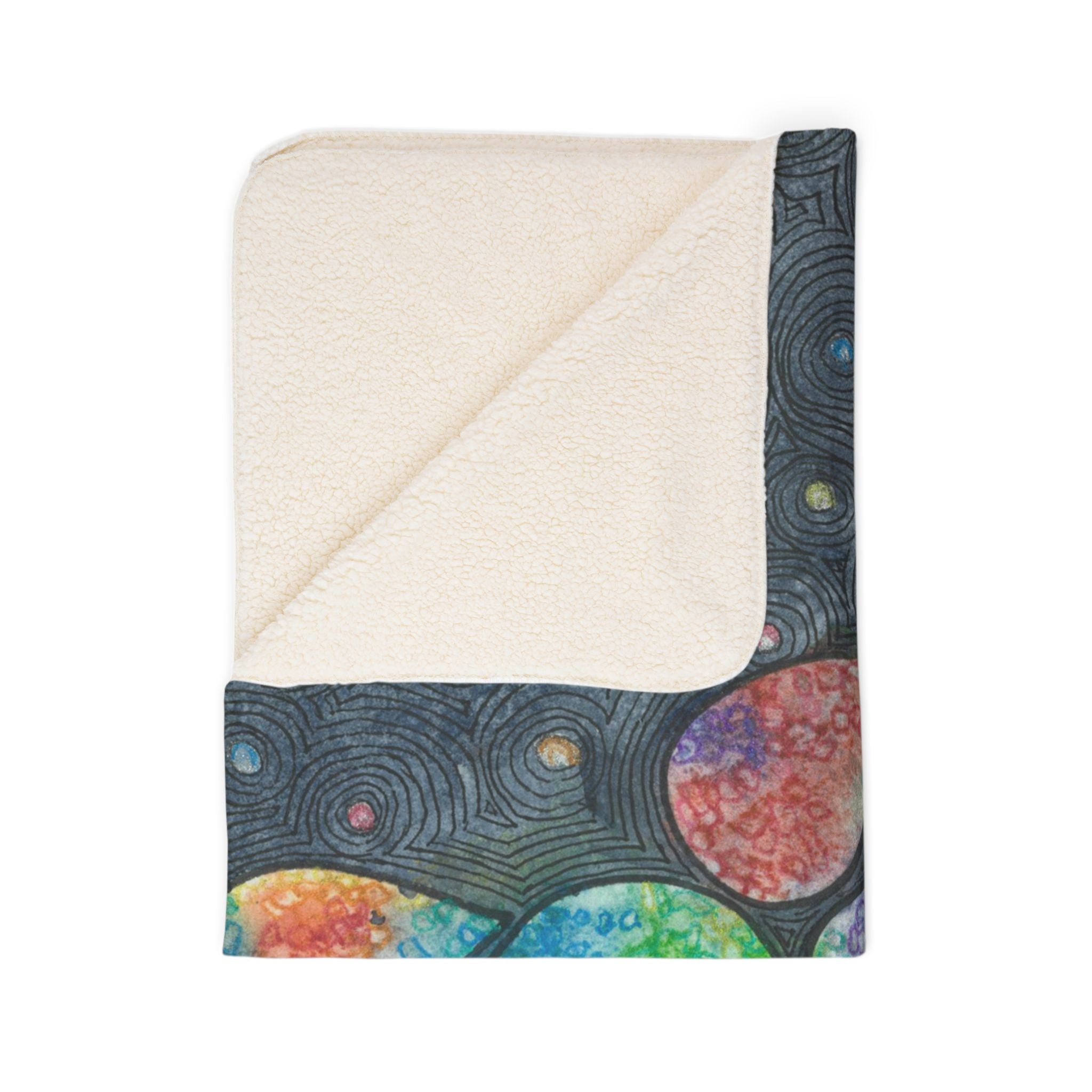Fleece Throw Blanket, Textured Sherpa Underside, Hemmed, 2 Sizes. Colourful Abstract Design. Perfect for Bedroom, Living Room, or Special Gift #30 Give Us A Minute