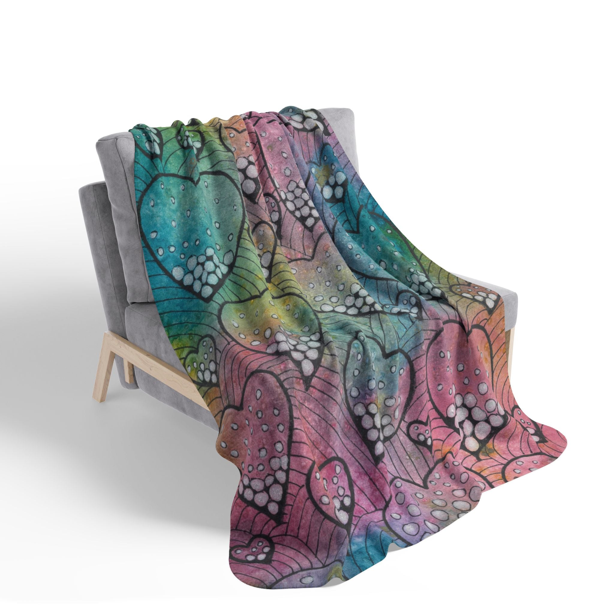 Fleece Throw Blanket, Textured Sherpa Underside, Hemmed, 2 Sizes. Colourful Abstract Design. Perfect for Bedroom, Living Room, or Special Gift #97 Whats Love Got To Do With It