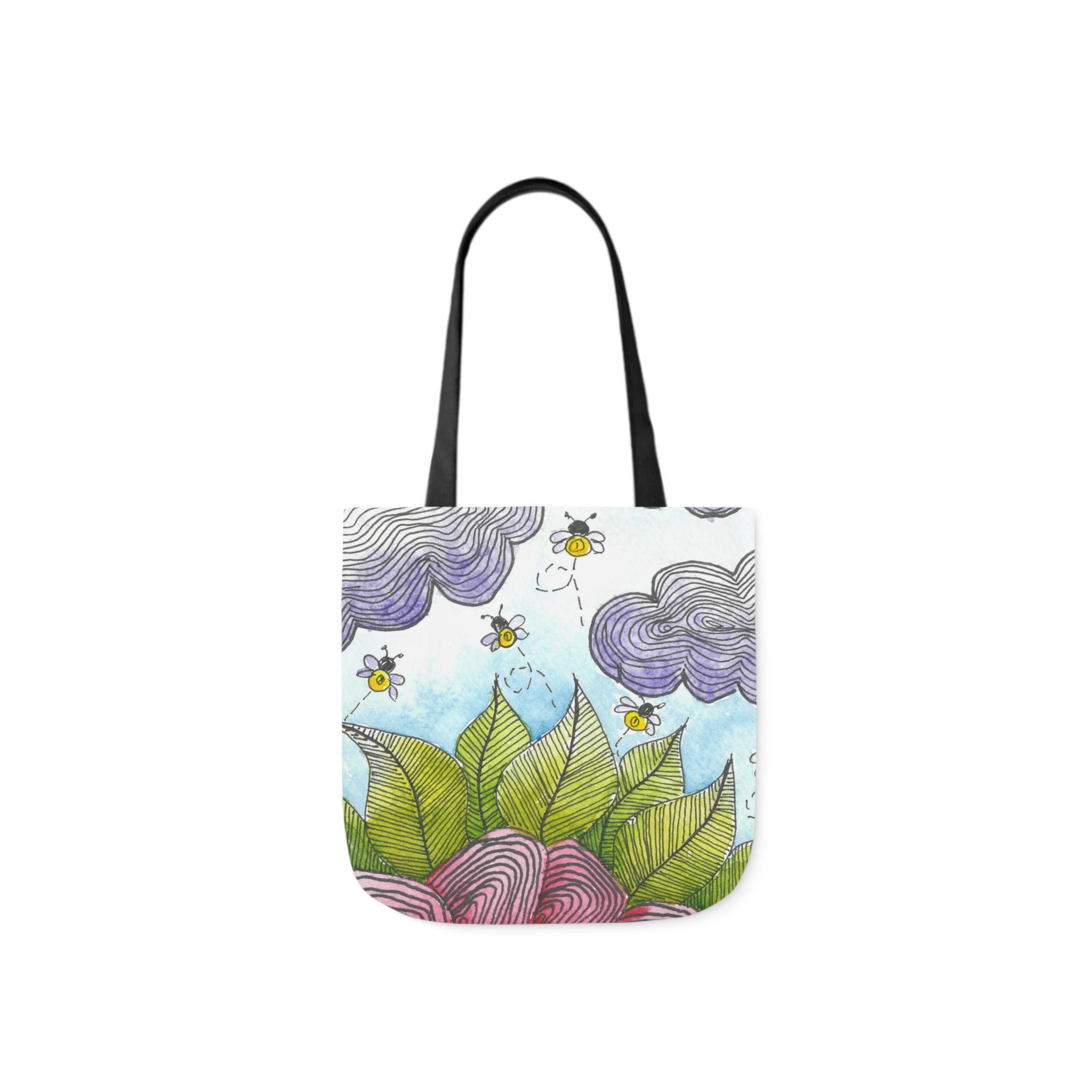Canvas Tote Bags, Colourful Abstract Designs, 5-Color Straps, 3 Sizes.  For Family and friends or a Special Gift #4 Bloom'n