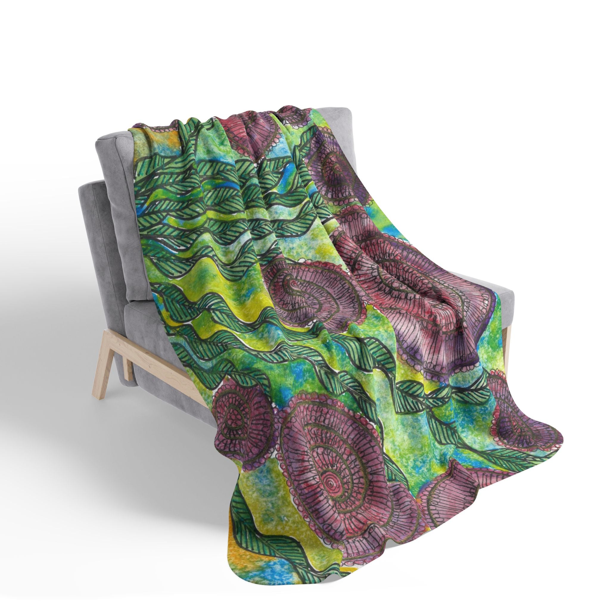 Fleece Throw Blanket, Textured Sherpa Underside, Hemmed, 2 Sizes. Colourful Abstract Design. Perfect for Bedroom, Living Room, or Special Gift #35 Beetroot To Yourself