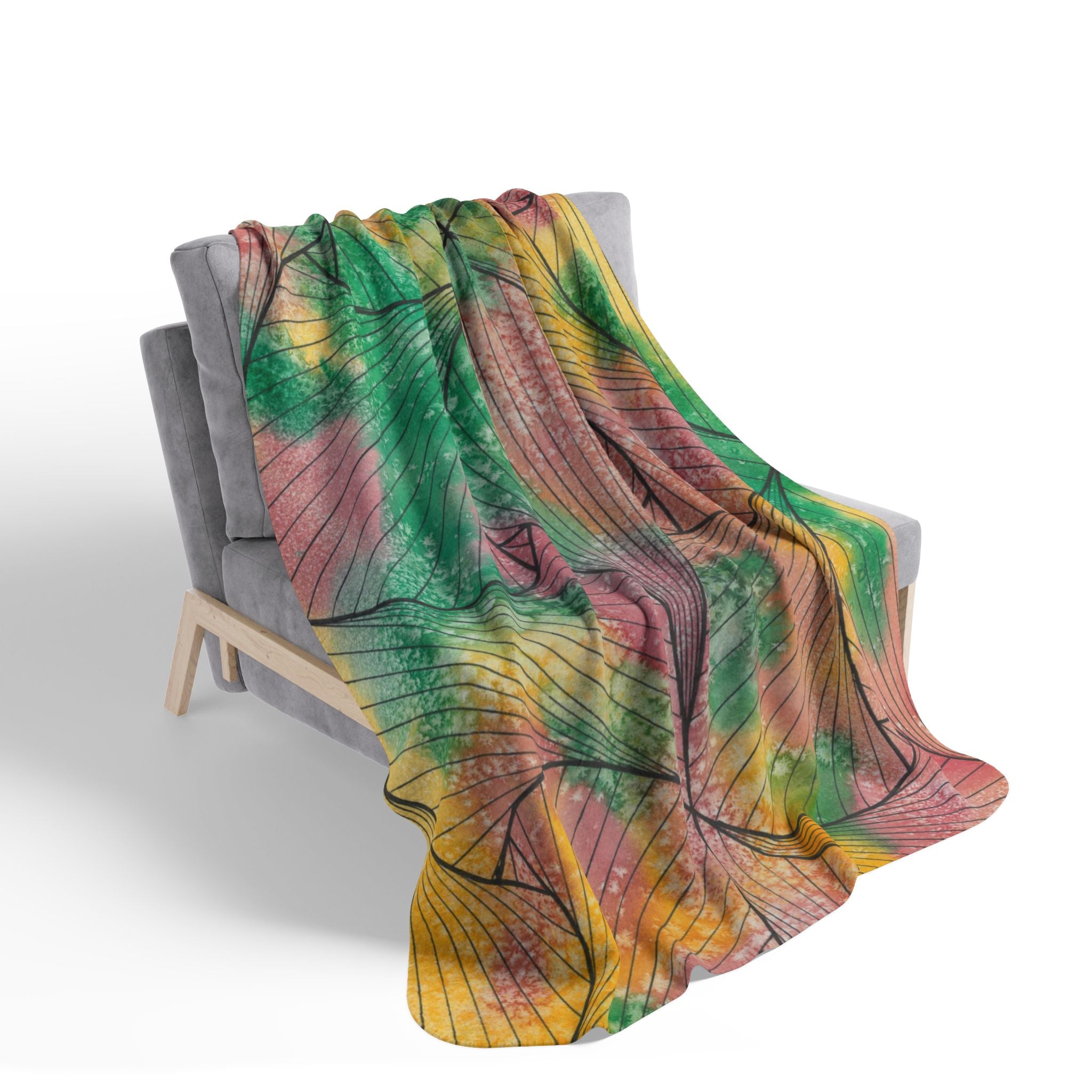 Fleece Throw Blanket, Textured Sherpa Underside, Hemmed, 2 Sizes. Colourful Abstract Design. Perfect for Bedroom, Living Room, or Special Gift #49 Health and Wellbeing