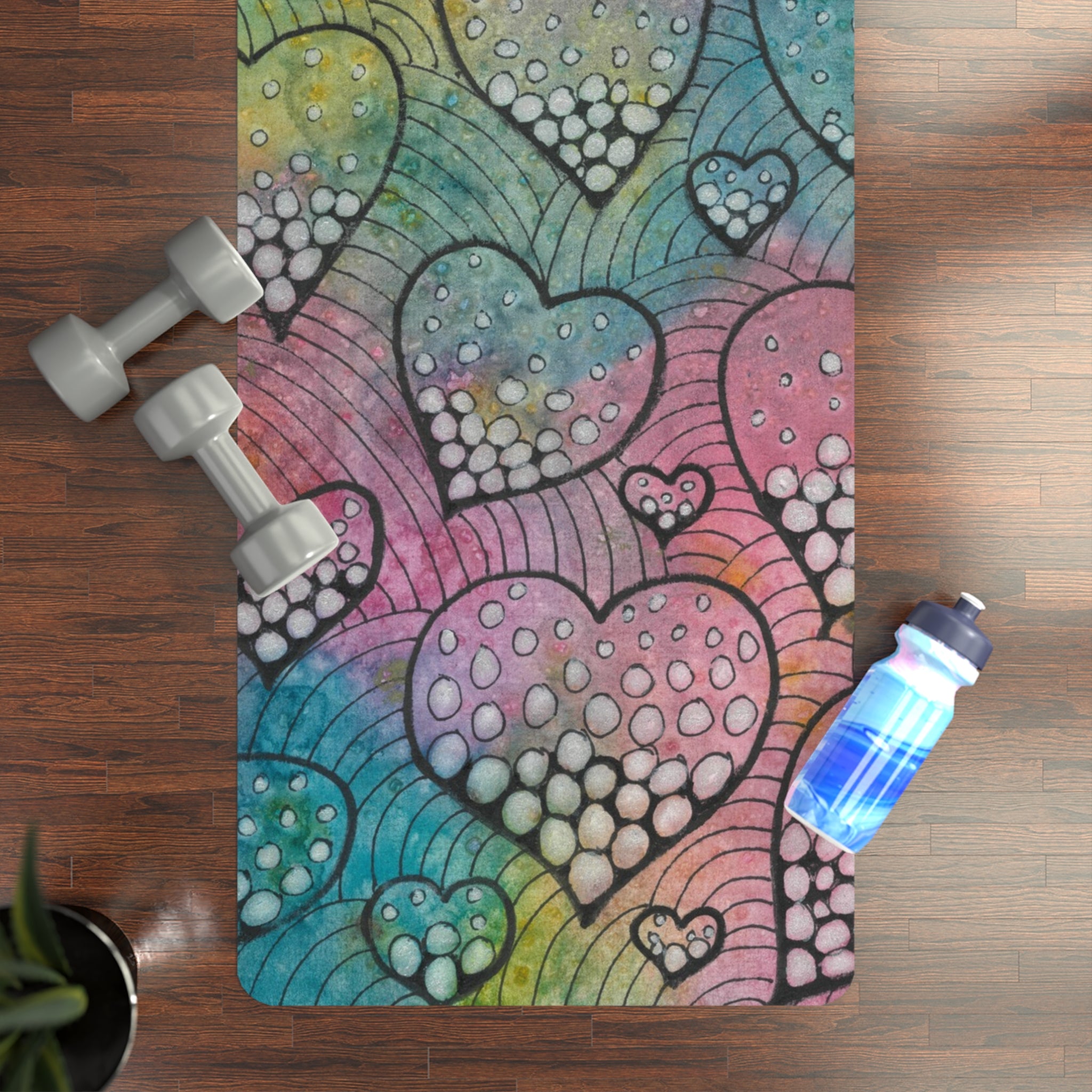 Yoga Mats and Gym Mats. Colourful Abstract Designs. Perfect for Home, Yoga or Gym Class, or a Special Gift #97 Whats Love Got To Do With It