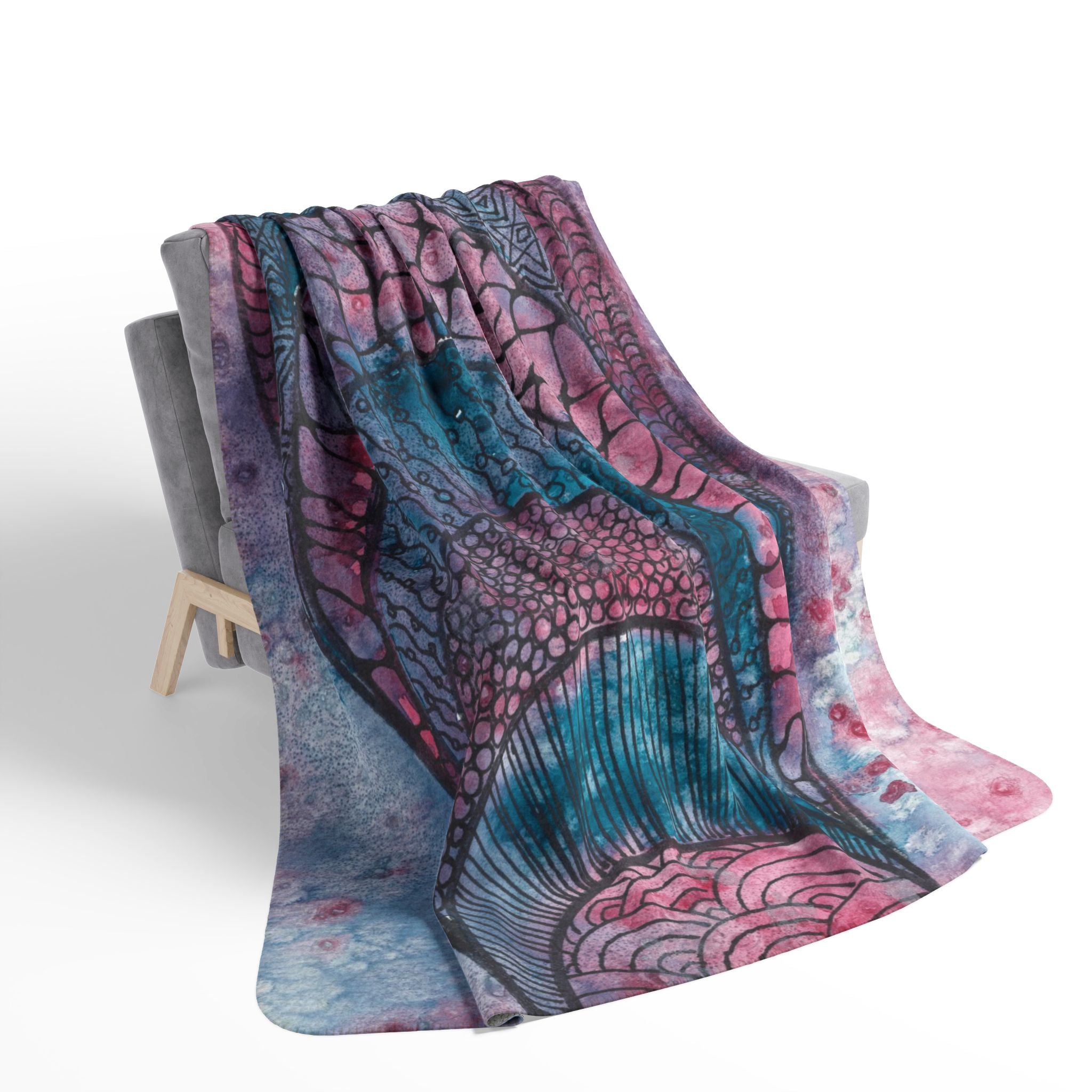Fleece Throw Blanket, Textured Sherpa Underside, Hemmed, 2 Sizes. Colourful Abstract Design. Perfect for Bedroom, Living Room, or Special Gift #92 The Goddess Lives