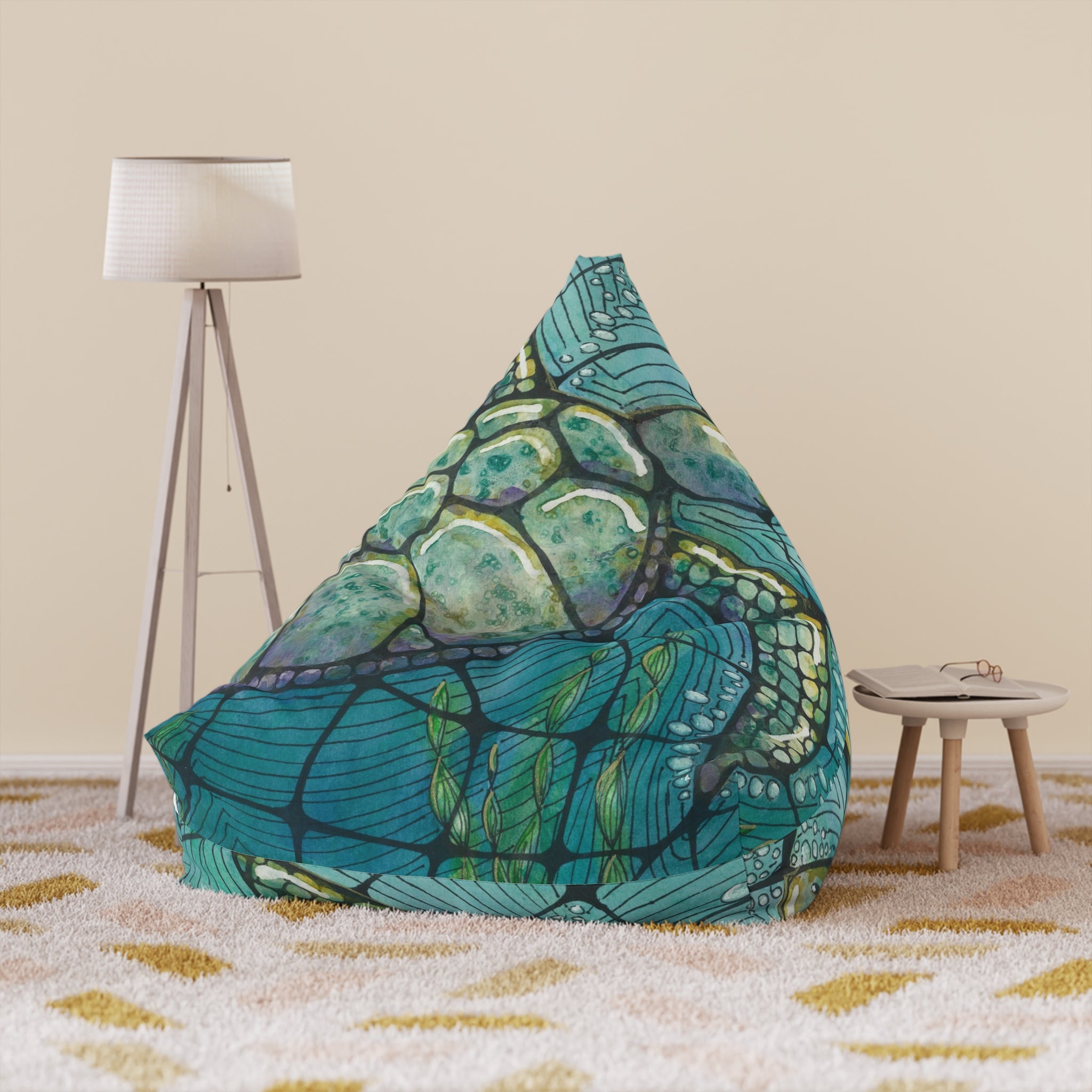 Bean Bag Chair Covers For Indoor & Outdoor - 2 Sizes - Exciting Abstract Design #73 Turtling Along