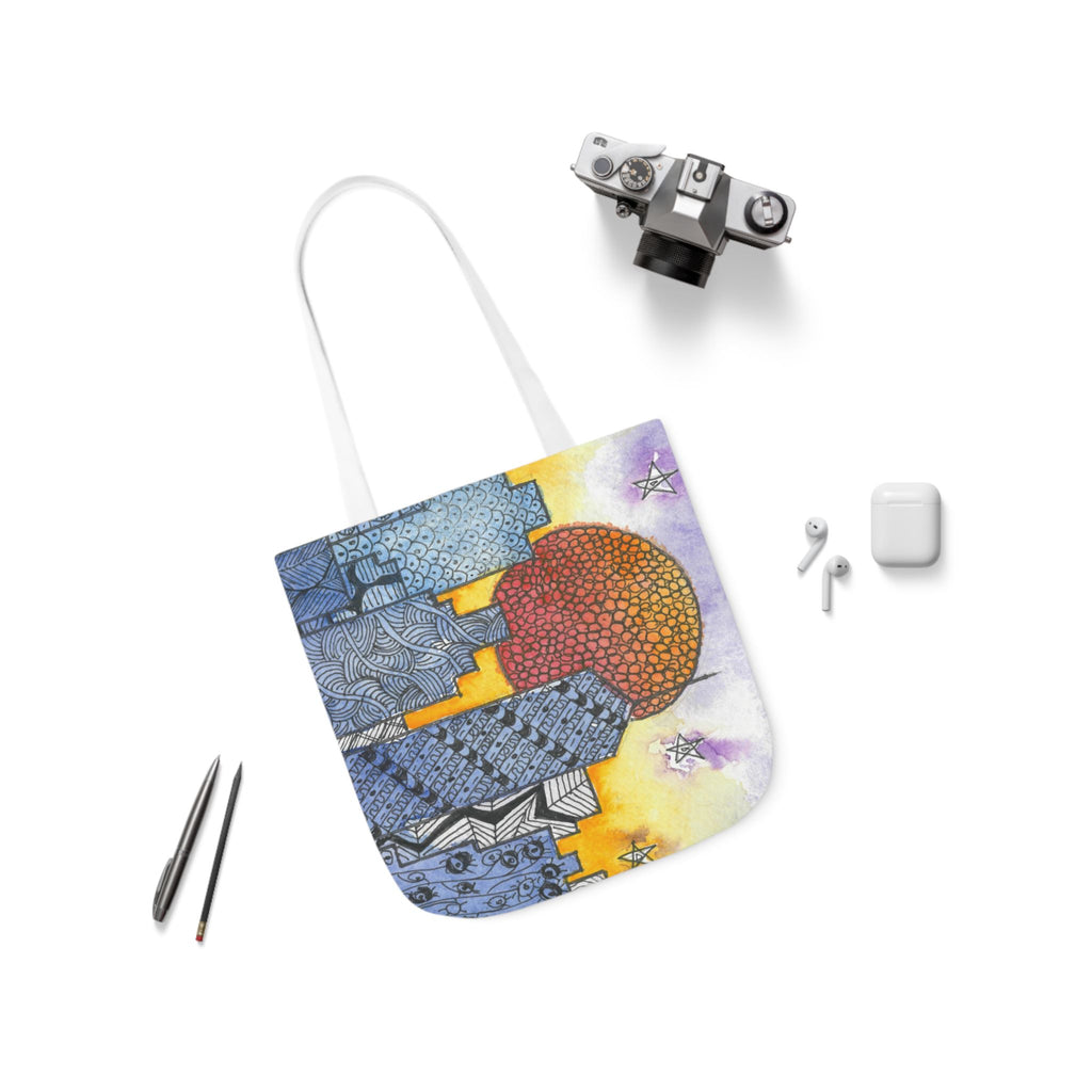 Canvas Tote Bags, Colourful Abstract Designs, 5-Color Straps, 3 Sizes.  For Family and friends or a Special Gift #5 In The Shadows