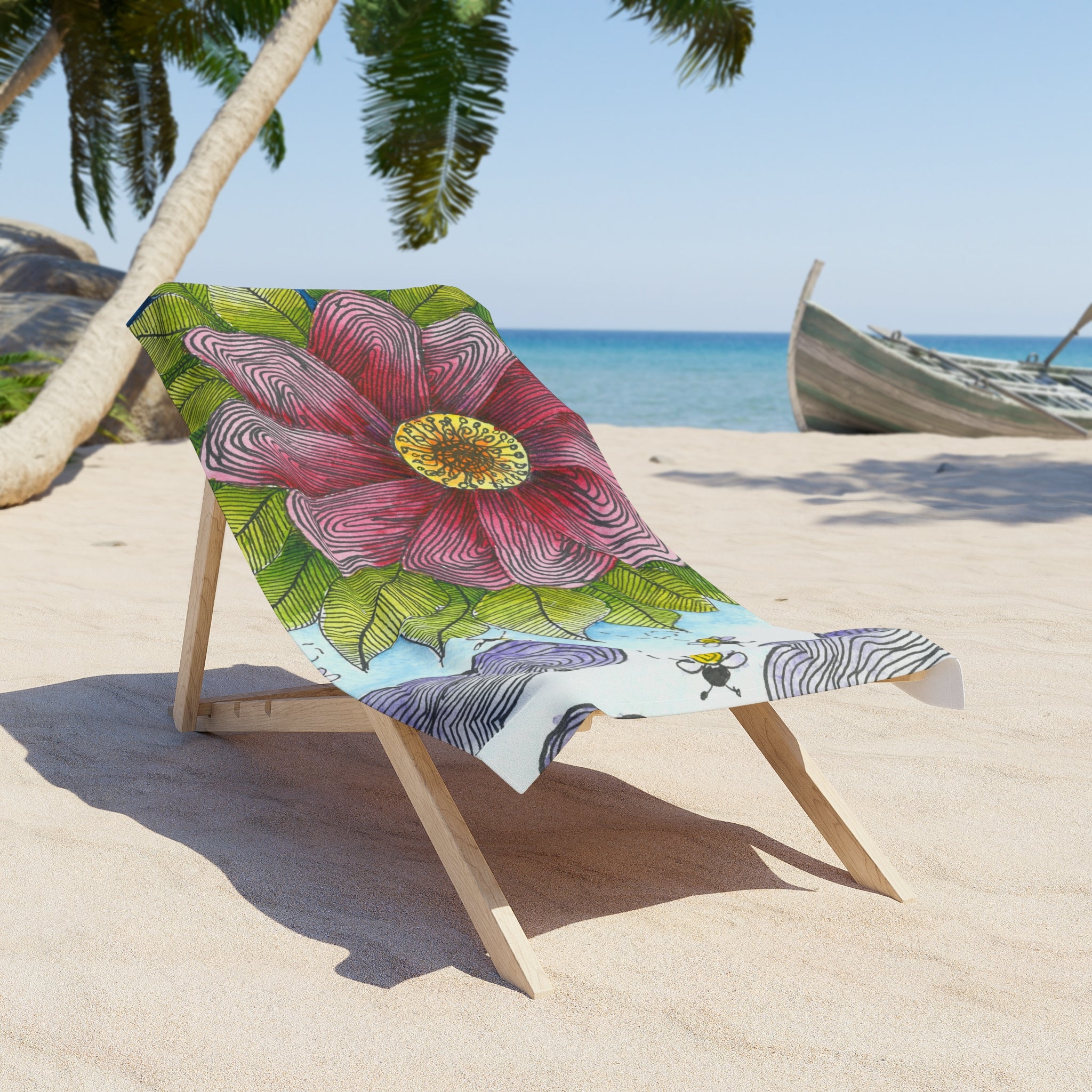 Colourful Abstract Beach Towels, Cotton Loop backing for Durability, 2 Sizes.  For Family and friends or a Special Gift #4 Bloom'n