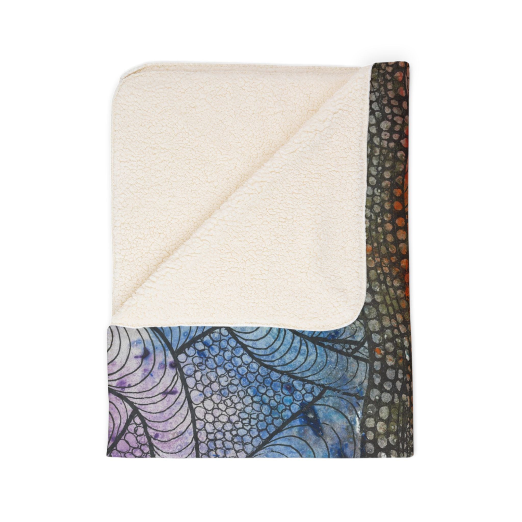 Fleece Throw Blanket, Textured Sherpa Underside, Hemmed, 2 Sizes. Colourful Abstract Design. Perfect for Bedroom, Living Room, or Special Gift #72 After The End