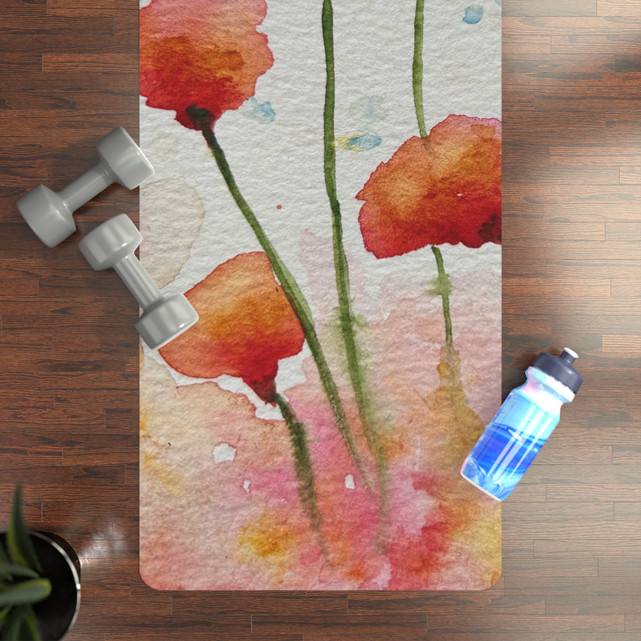 Yoga Mats and Gym Mats. Colourful Abstract Designs. Perfect for Home, Yoga or Gym Class, or a Special Gift #94 Poppies Galore