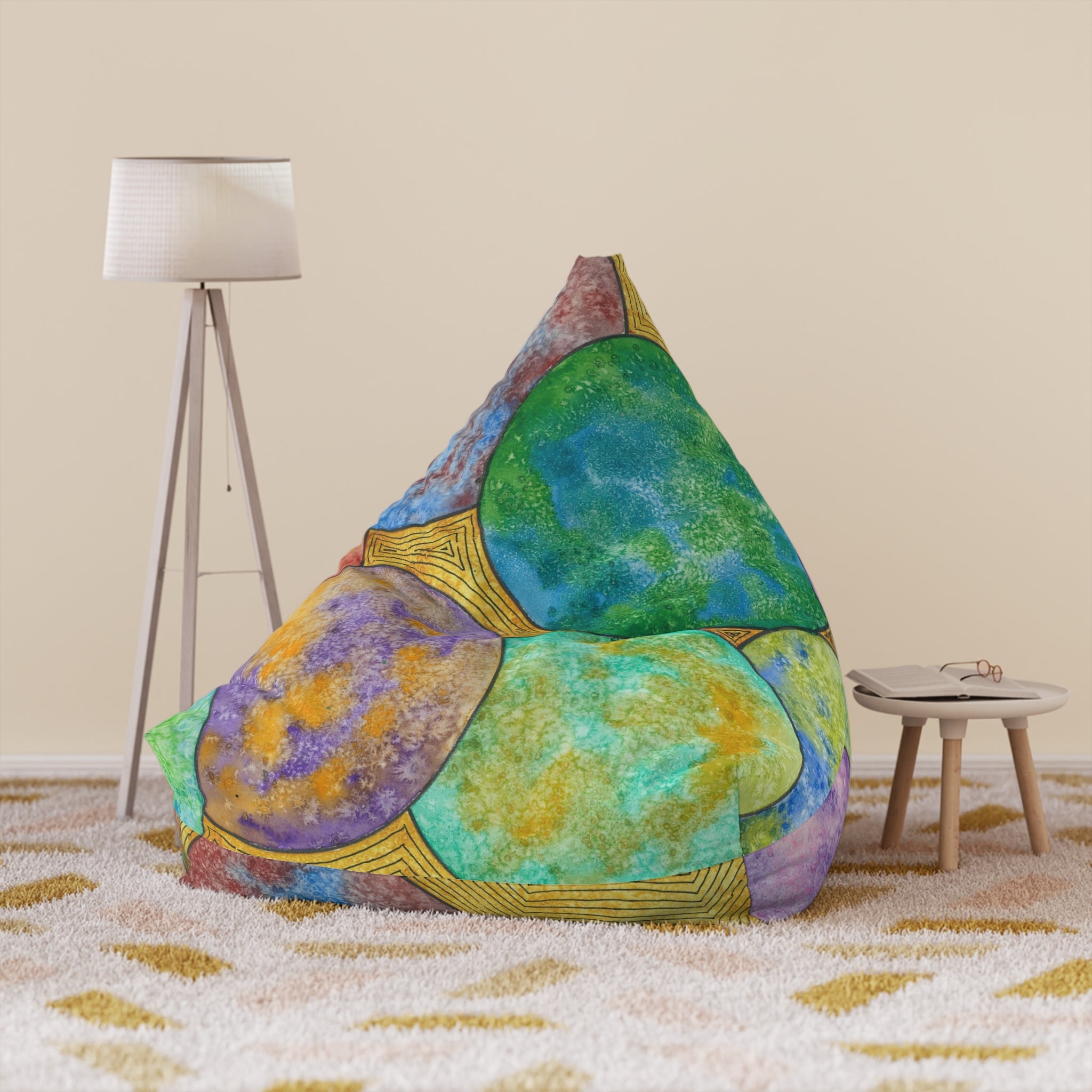 Bean Bag Chair Covers For Indoor & Outdoor - 2 Sizes - Exciting Abstract Design #61 Worlds Apart