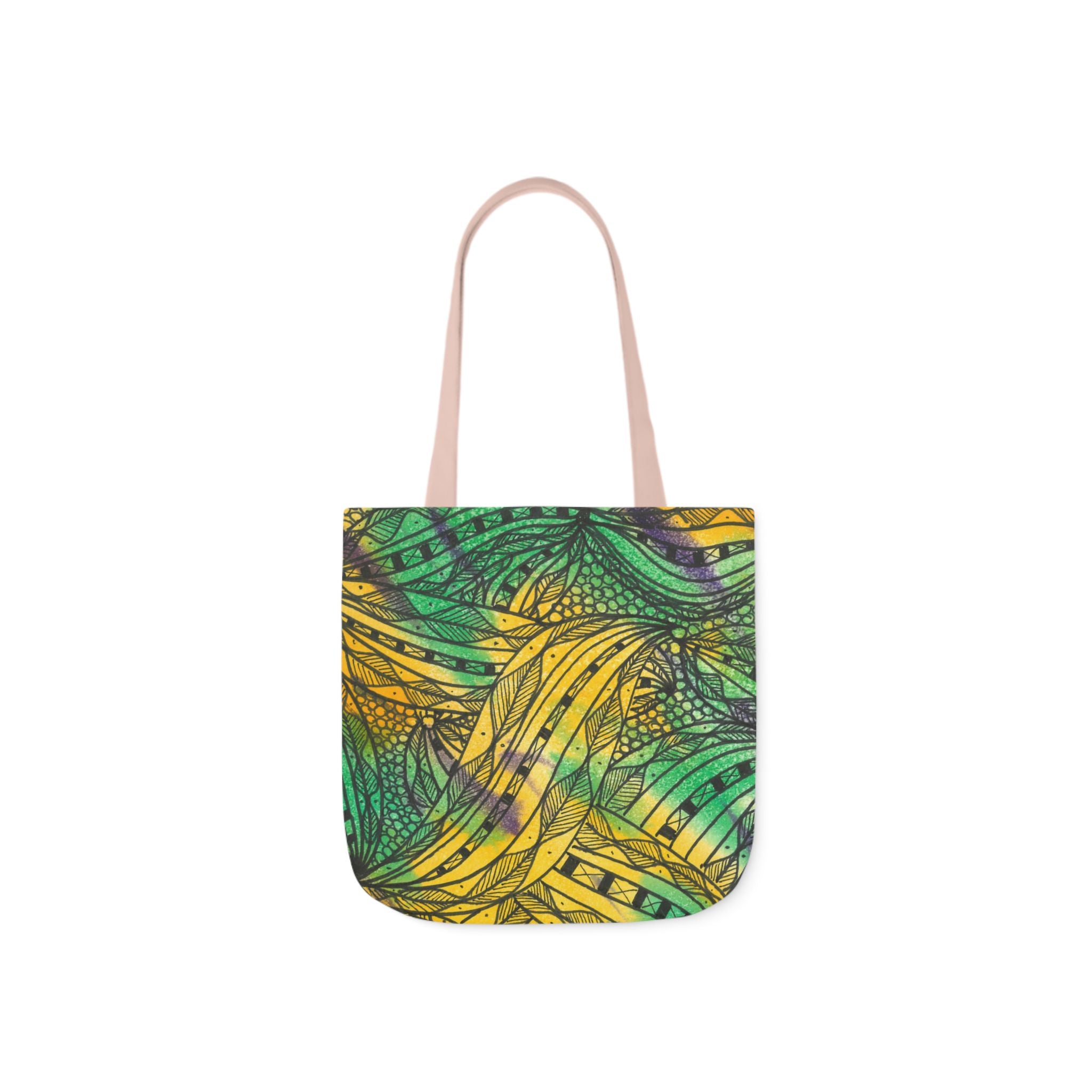Canvas Tote Bags, Colourful Abstract Designs, 5-Color Straps, 3 Sizes.  For Family and friends or a Special Gift #37 Shrubbery