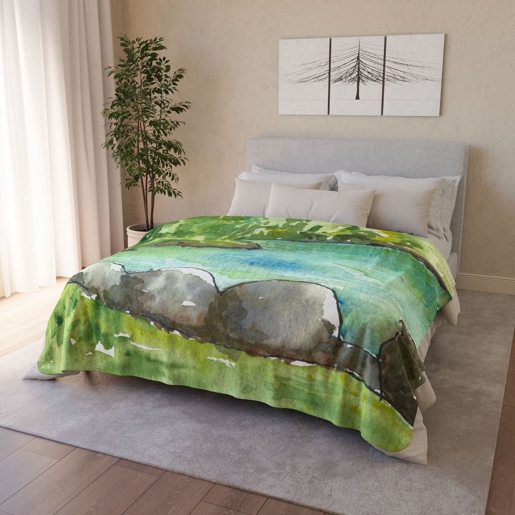 Fleece Throw Blanket, Textured Sherpa Underside, Hemmed, 2 Sizes. Colourful Abstract Design. Perfect for Bedroom, Living Room, or Special Gift #88 Tara River