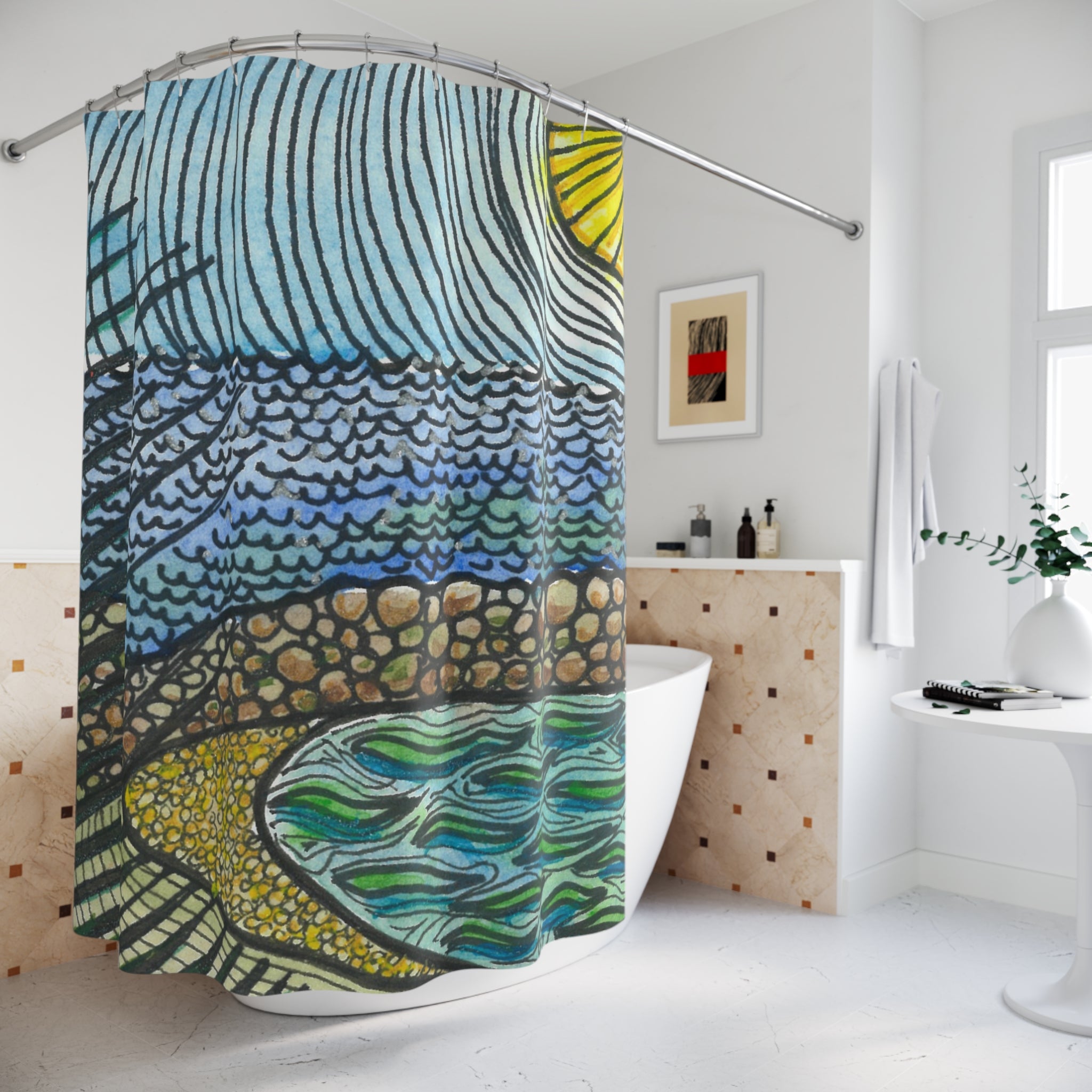 Beautiful Shower Curtains to Refresh Your Bathroom. Colourful Abstract Designs. Perfect For Your Bathroom or Special House-Warming Gift #47 Cottesloe