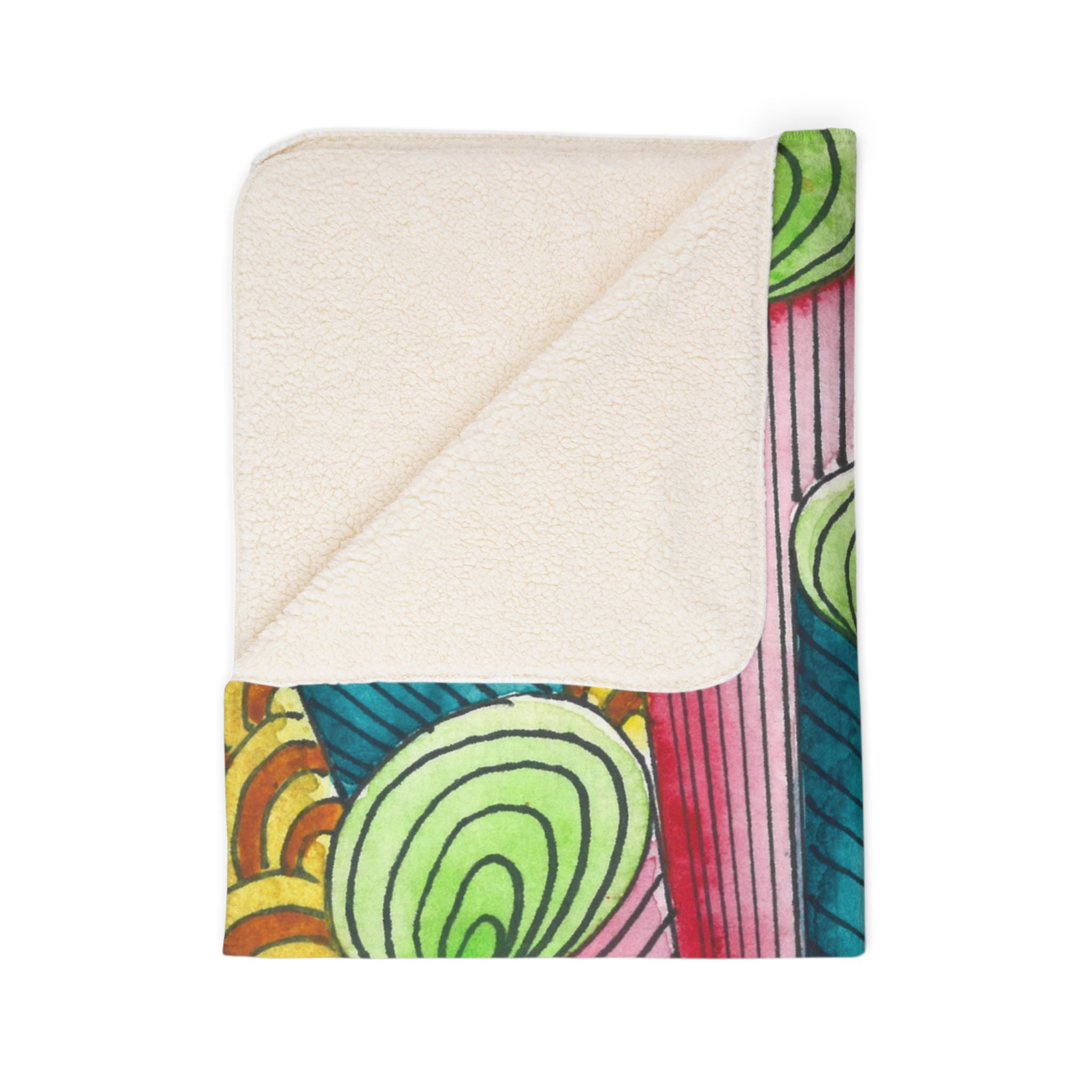 Fleece Throw Blanket, Textured Sherpa Underside, Hemmed, 2 Sizes. Colourful Abstract Design. Perfect for Bedroom, Living Room, or Special Gift #93 On A Mission