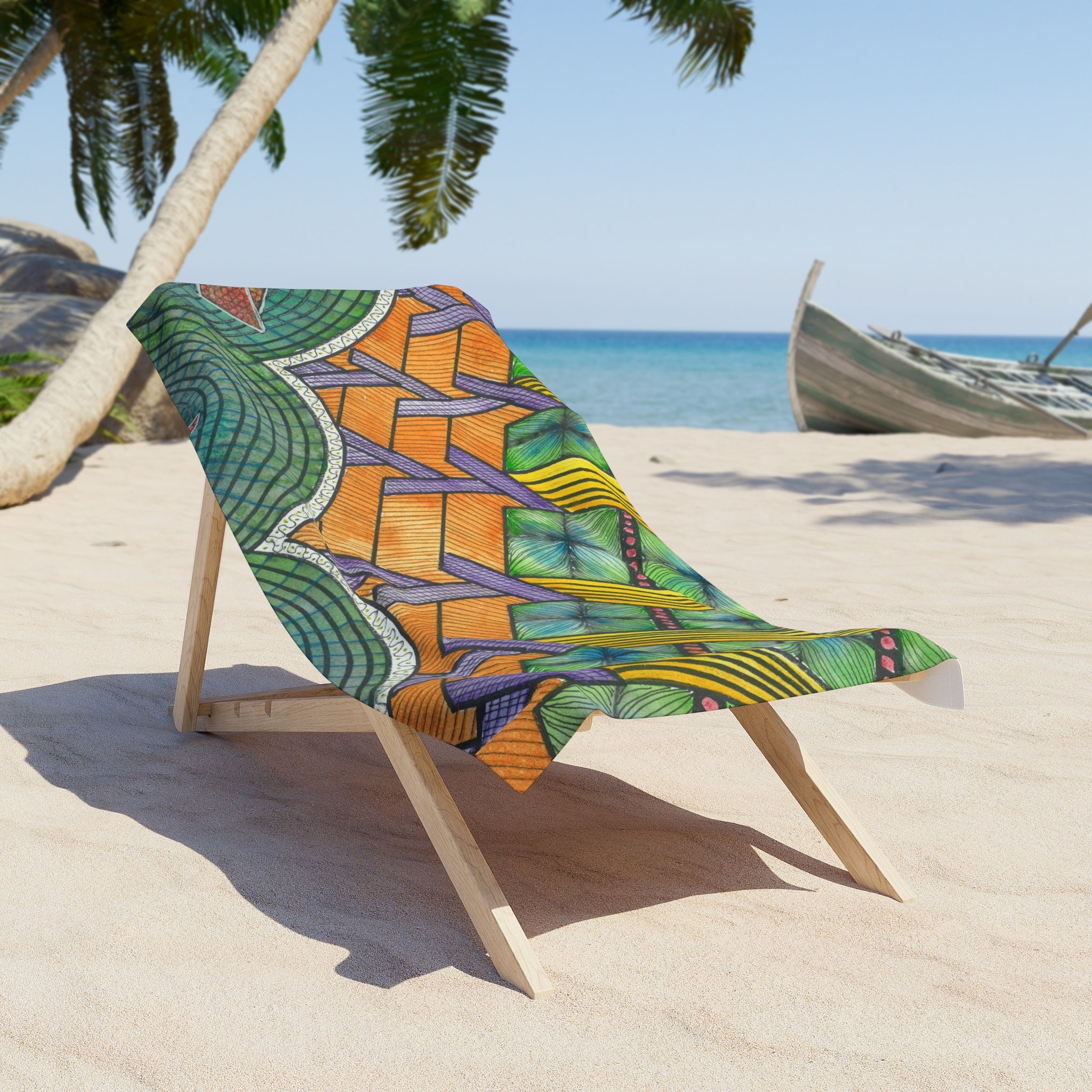 Colourful Abstract Beach Towels, Cotton Loop backing for Durability, 2 Sizes.  For Family and friends or a Special Gift #31 T'Eye Land