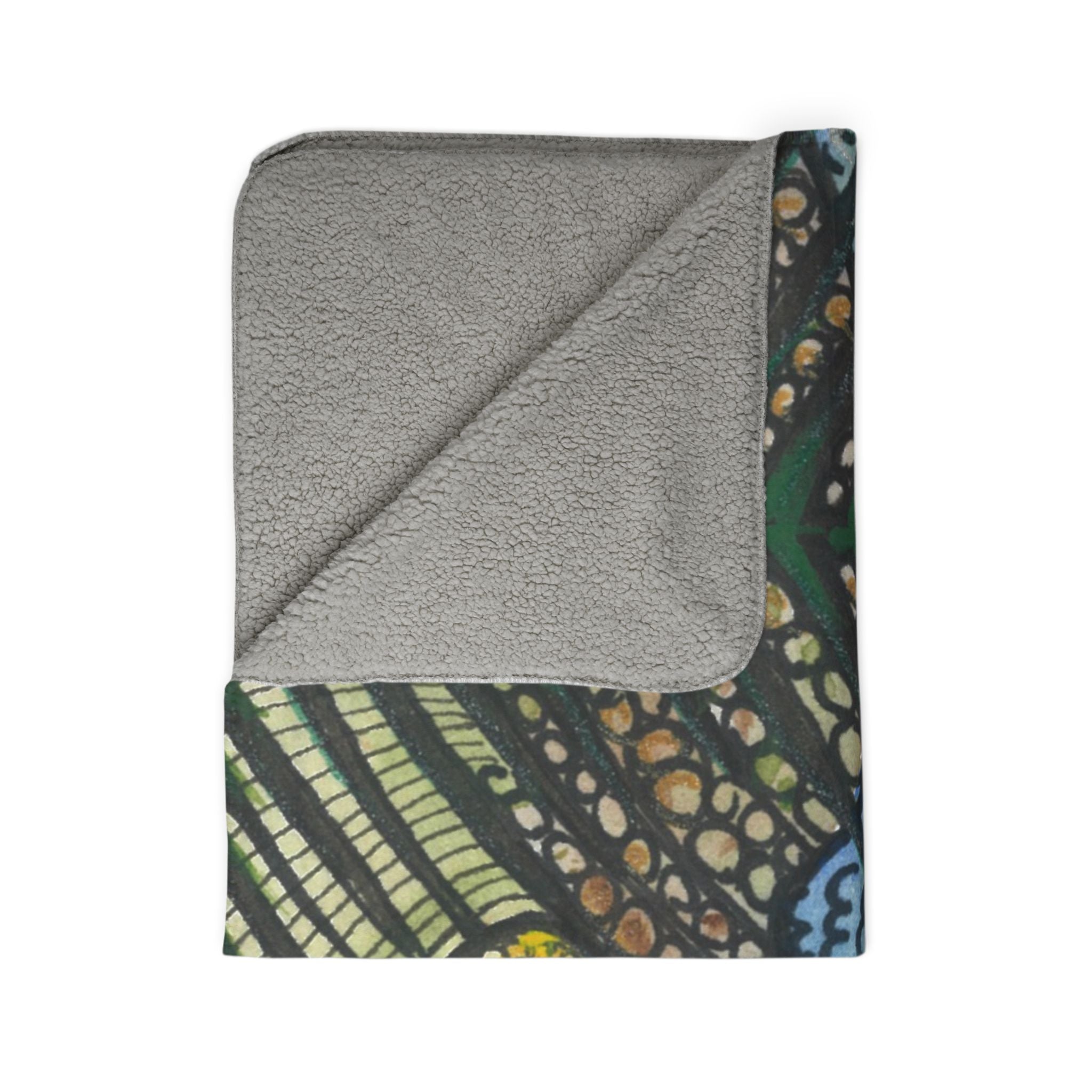 Fleece Throw Blanket, Textured Sherpa Underside, Hemmed, 2 Sizes. Colourful Abstract Design. Perfect for Bedroom, Living Room, or Special Gift #47 Cottesloe