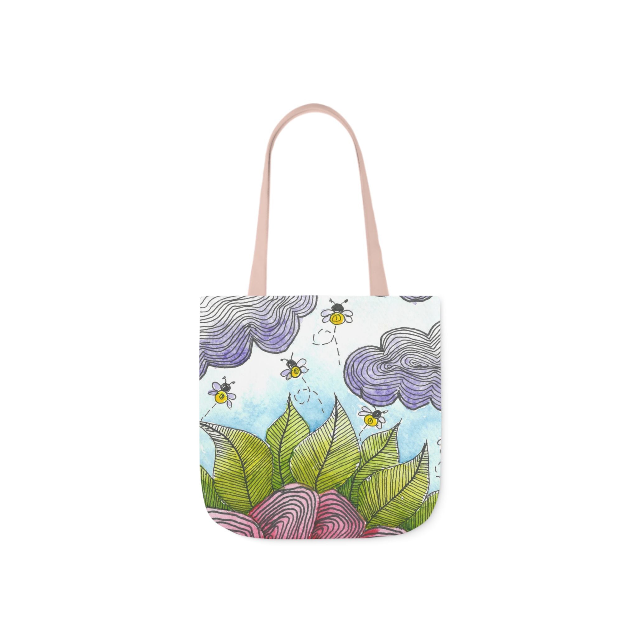Canvas Tote Bags, Colourful Abstract Designs, 5-Color Straps, 3 Sizes.  For Family and friends or a Special Gift #4 Bloom'n