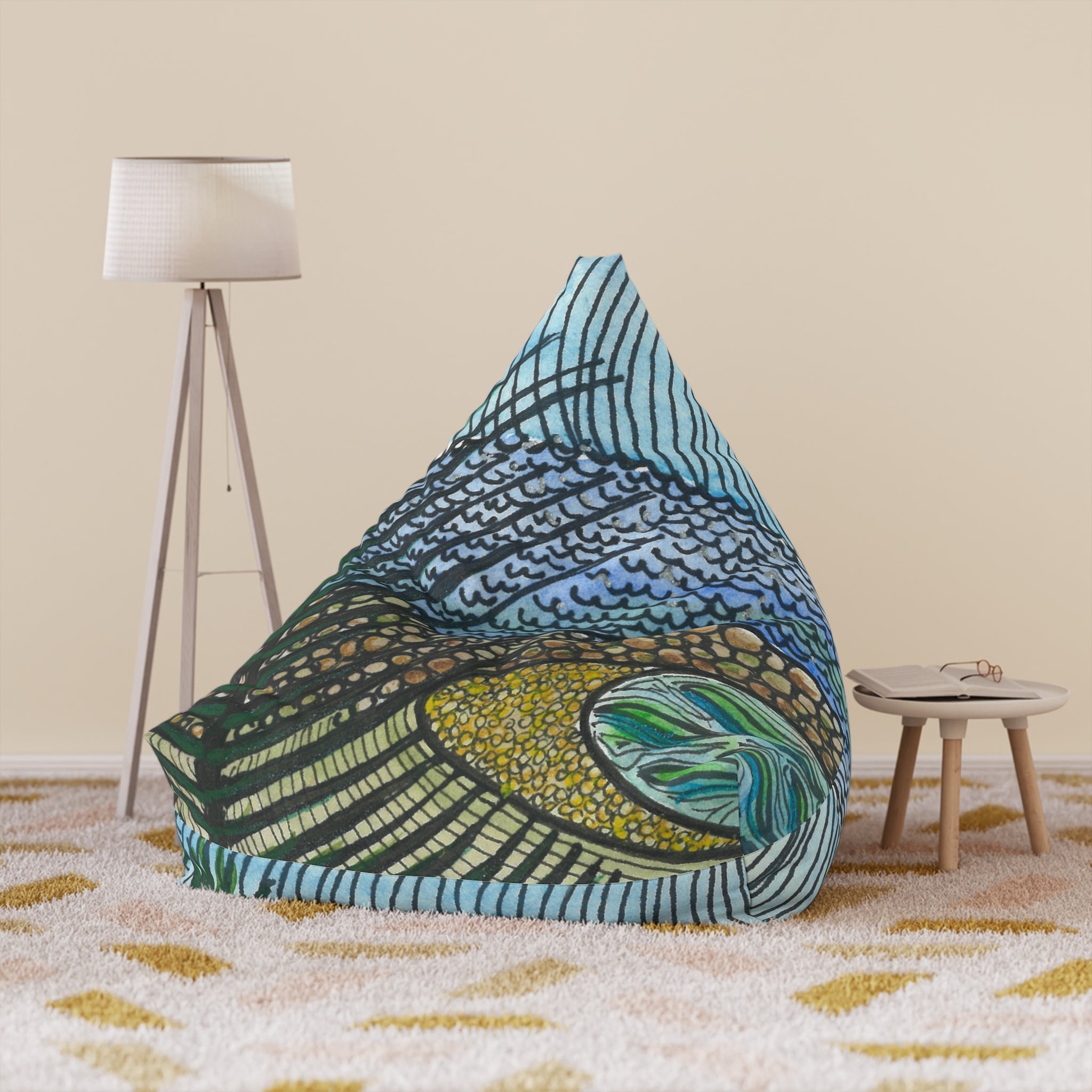 Bean Bag Chair Covers For Indoor & Outdoor Spaces - 2 Sizes - Exciting Abstract Design #47 Cottesloe