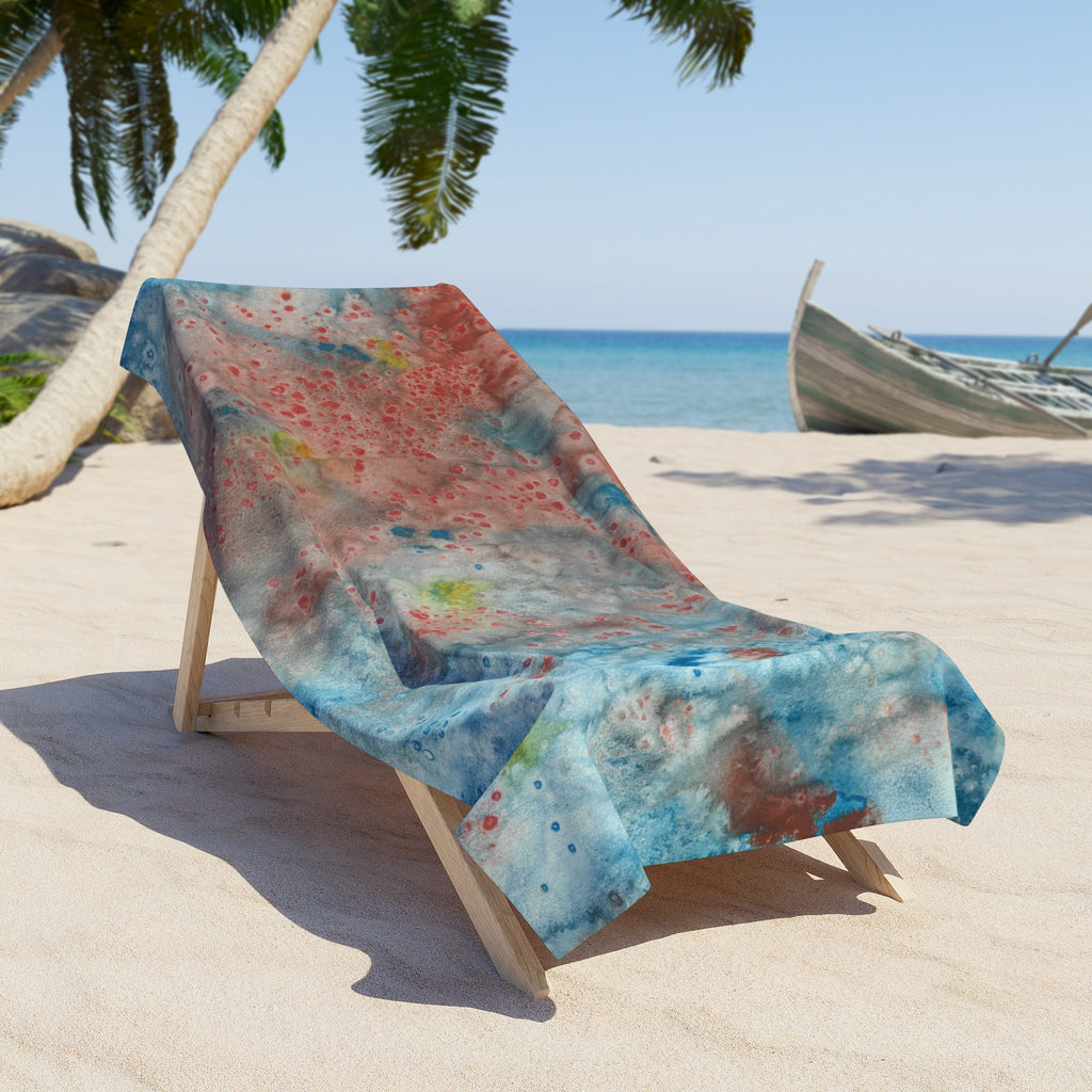 Colourful Abstract Beach Towels, Cotton Loop backing for Durability, 2 Sizes.  For Family and friends or a Special Gift #53 The Reef