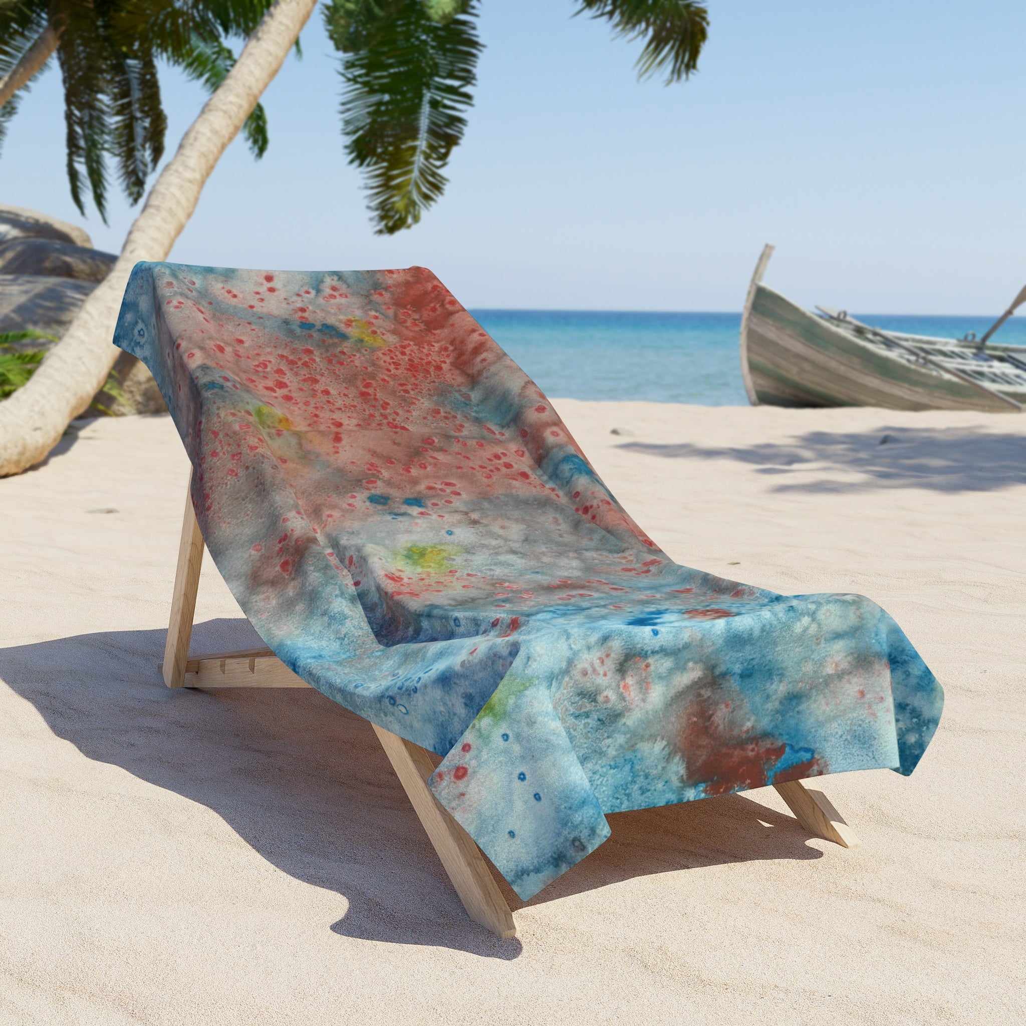 Colourful Abstract Beach Towels, Cotton Loop backing for Durability, 2 Sizes.  For Family and friends or a Special Gift #53 The Reef