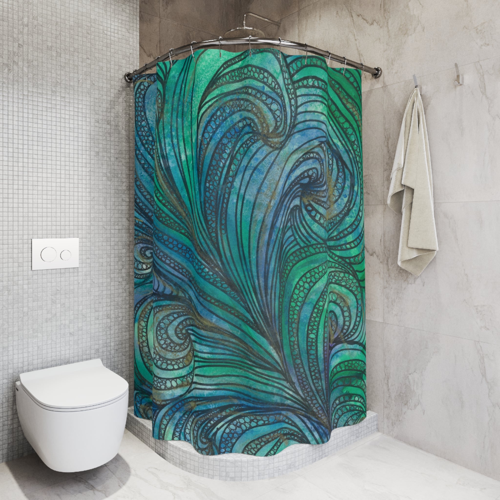 Beautiful Shower Curtains to Refresh Your Bathroom. Colourful Abstract Designs. Perfect For Your Bathroom or Special House-Warming Gift #71 Call Of The Sea