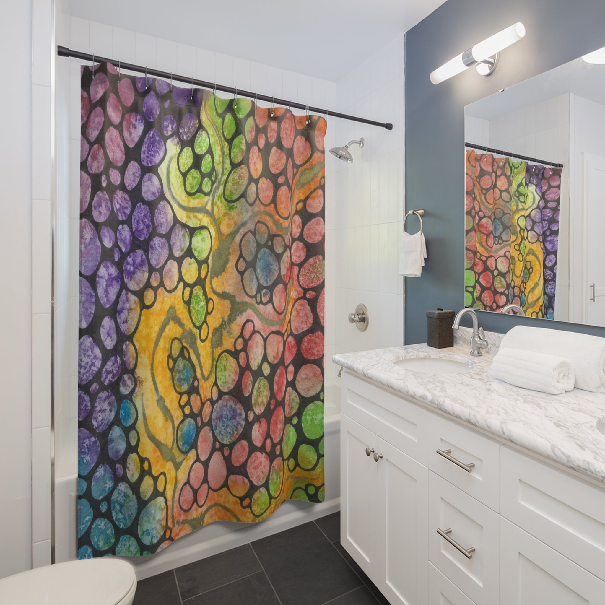 Beautiful Shower Curtains to Refresh Your Bathroom. Colourful Abstract Designs. Perfect For Your Bathroom or Special House-Warming Gift #77 River Of Dreams