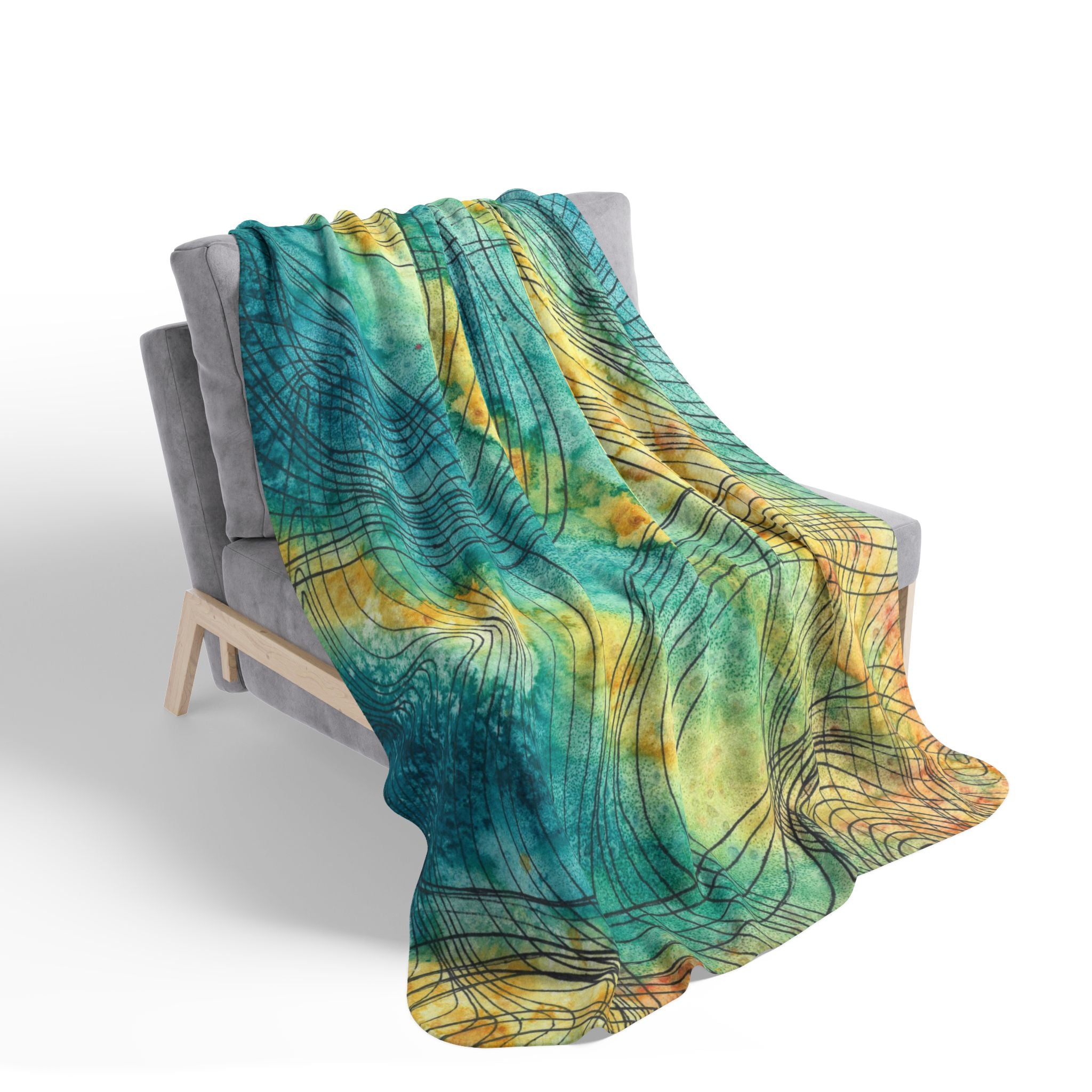 Fleece Throw Blanket, Textured Sherpa Underside, Hemmed, 2 Sizes. Colourful Abstract Design. Perfect for Bedroom, Living Room, or Special Gift #81 The Only Way Is Up