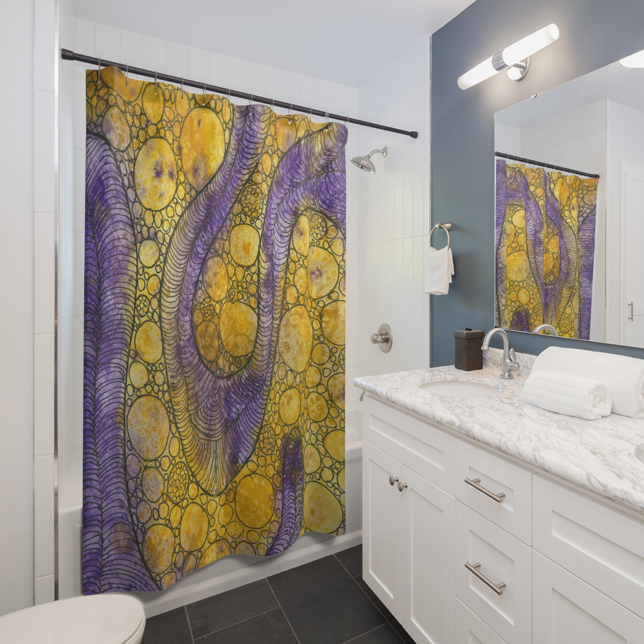 Beautiful Shower Curtains to Refresh Your Bathroom. Colourful Abstract Designs. Perfect For Your Bathroom or Special House-Warming Gift #64 Is Now A Good Time