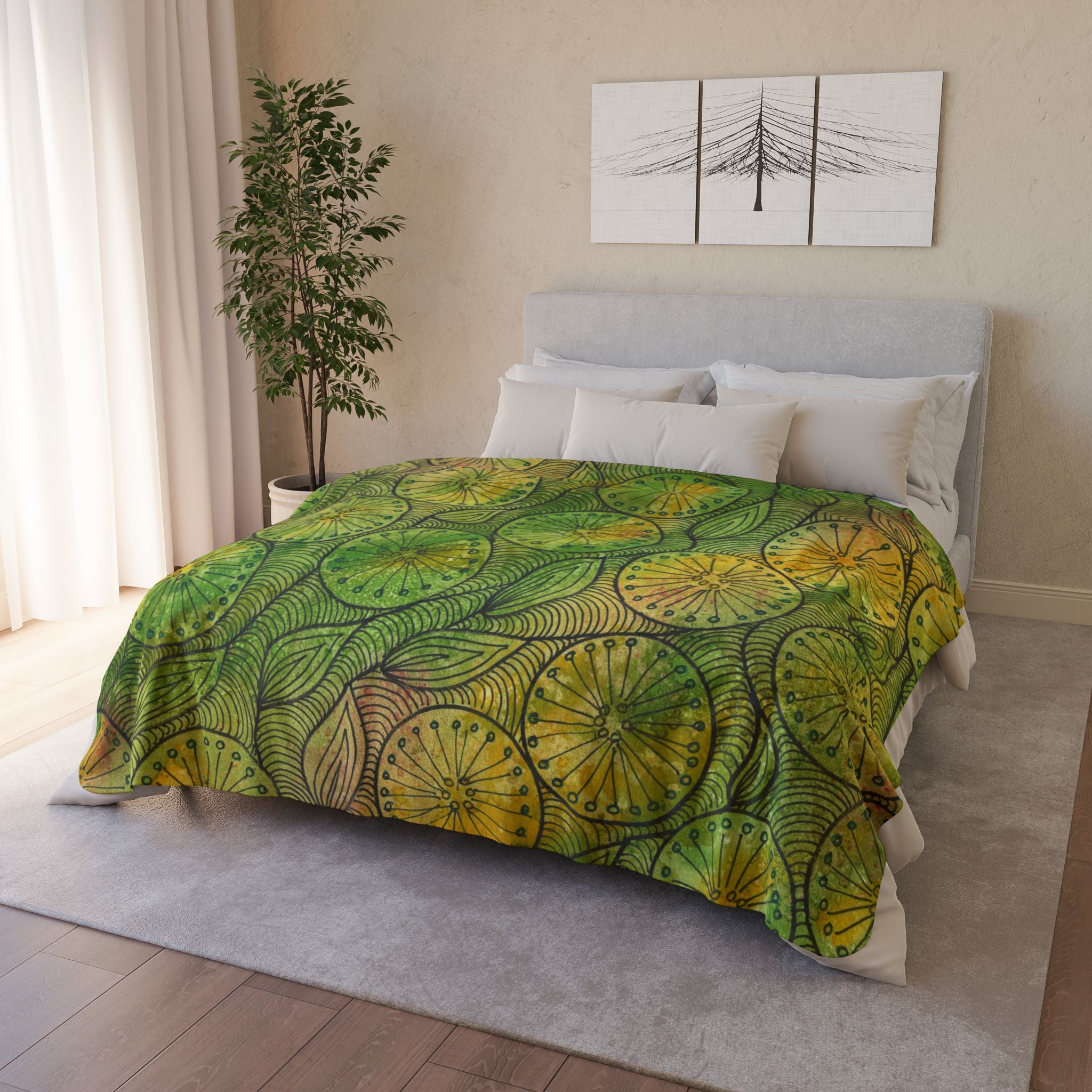 Fleece Throw Blanket, Textured Sherpa Underside, Hemmed, 2 Sizes. Colourful Abstract Design. Perfect for Bedroom, Living Room, or Special Gift #63 Margarita Mondays
