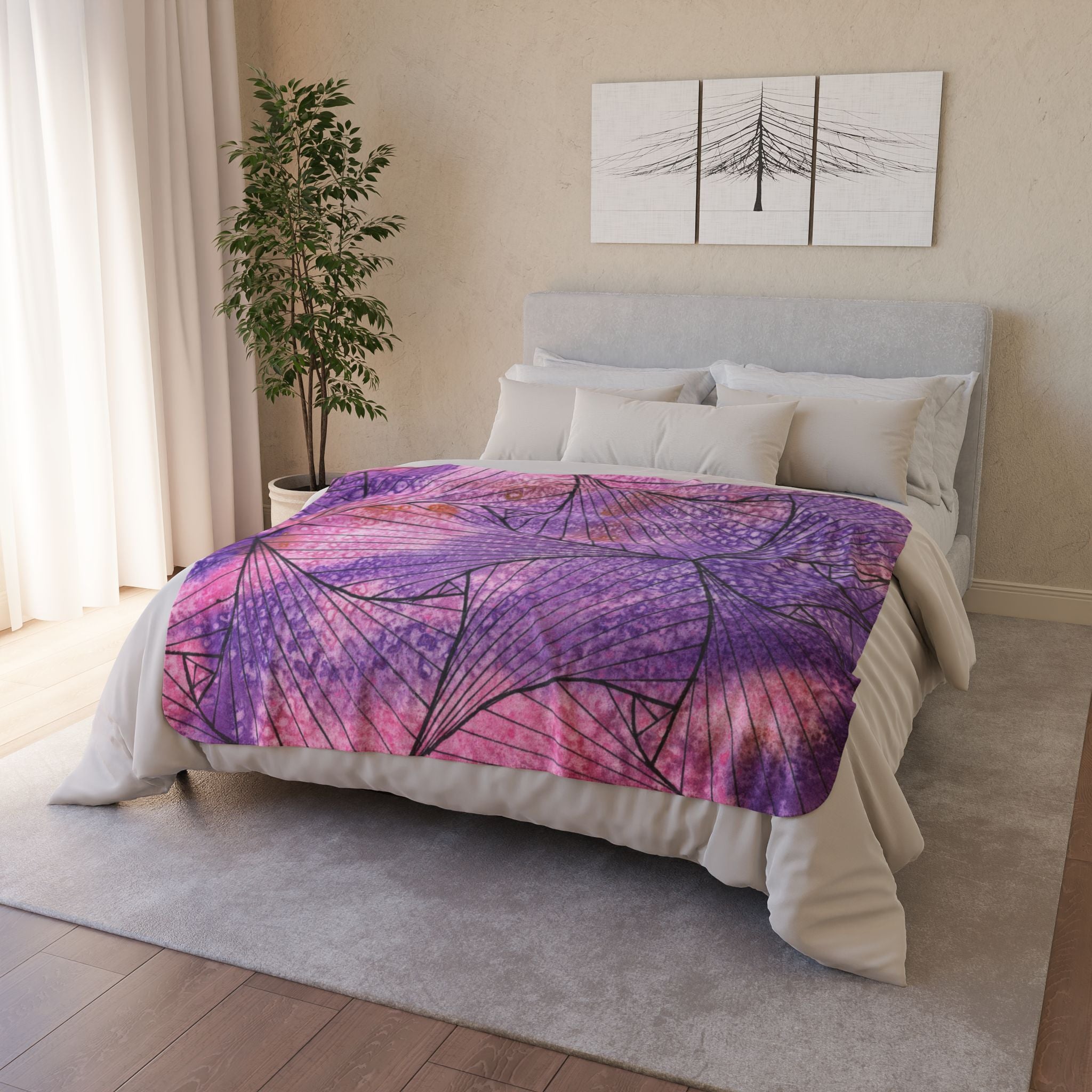 Fleece Throw Blanket, Textured Sherpa Underside, Hemmed, 2 Sizes. Colourful Abstract Design. Perfect for Bedroom, Living Room, or Special Gift #34 There's Always Hope