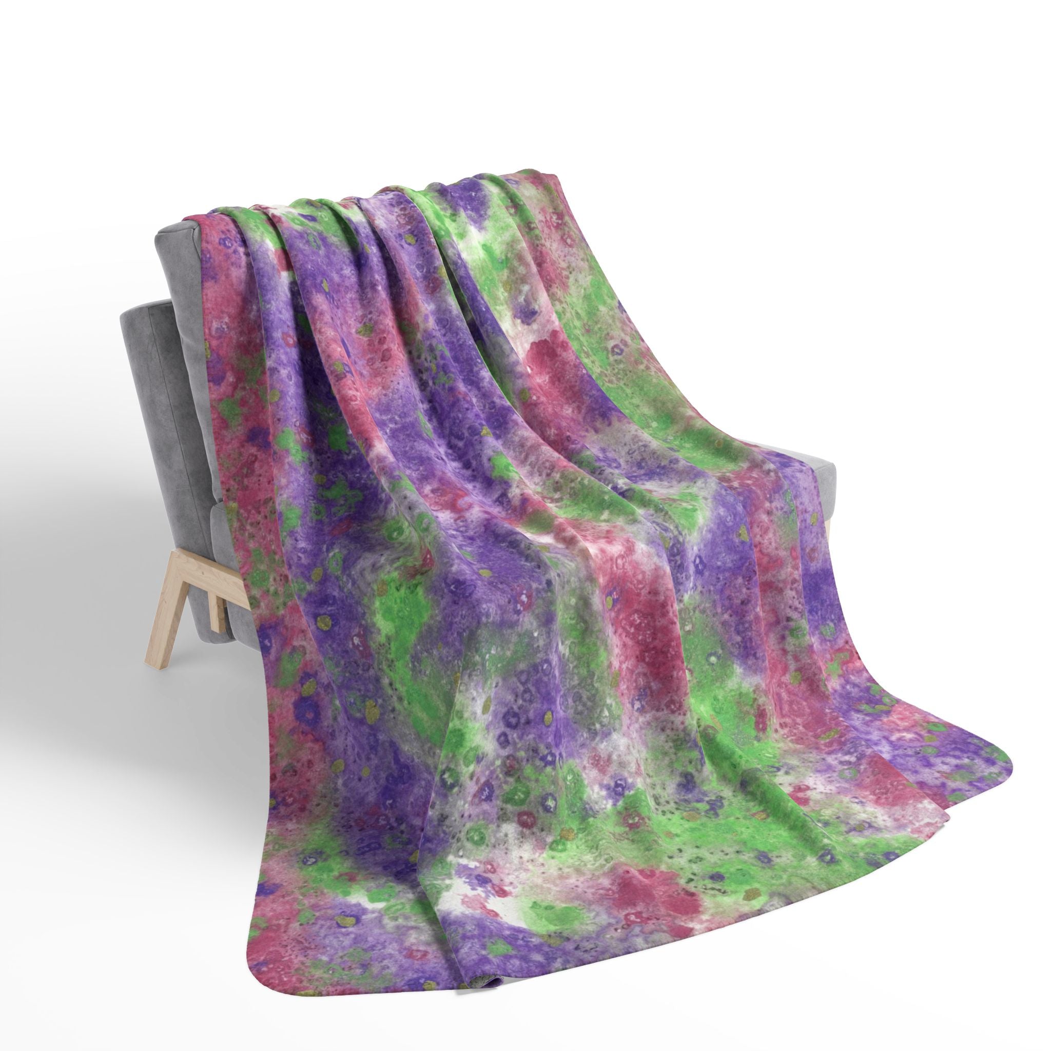 Fleece Throw Blanket, Textured Sherpa Underside, Hemmed, 2 Sizes. Colourful Abstract Design. Perfect for Bedroom, Living Room, or Special Gift #100 Immortal Being