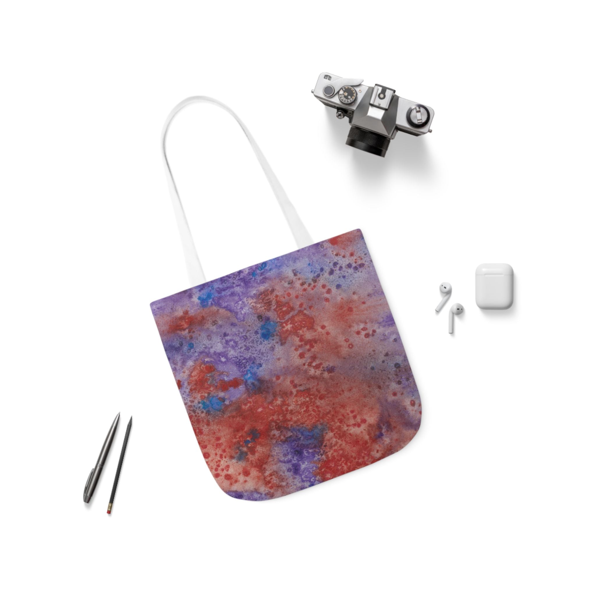Canvas Tote Bags, Colourful Abstract Designs, 5-Color Straps, 3 Sizes.  For Family and friends or a Special Gift #51 In The Beginning