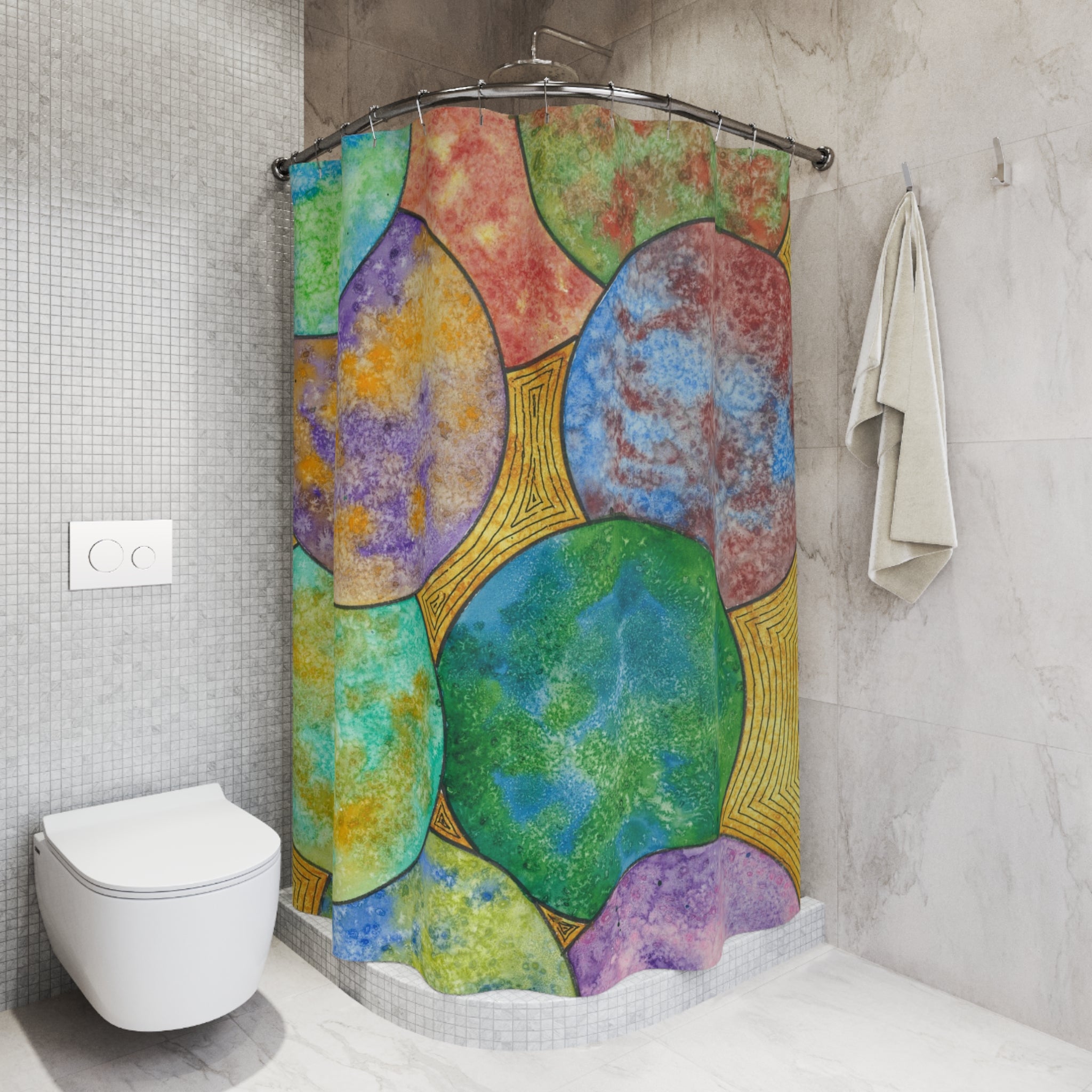 Beautiful Shower Curtains to Refresh Your Bathroom. Colourful Abstract Designs. Perfect For Your Bathroom or Special House-Warming Gift #61 Worlds Apart