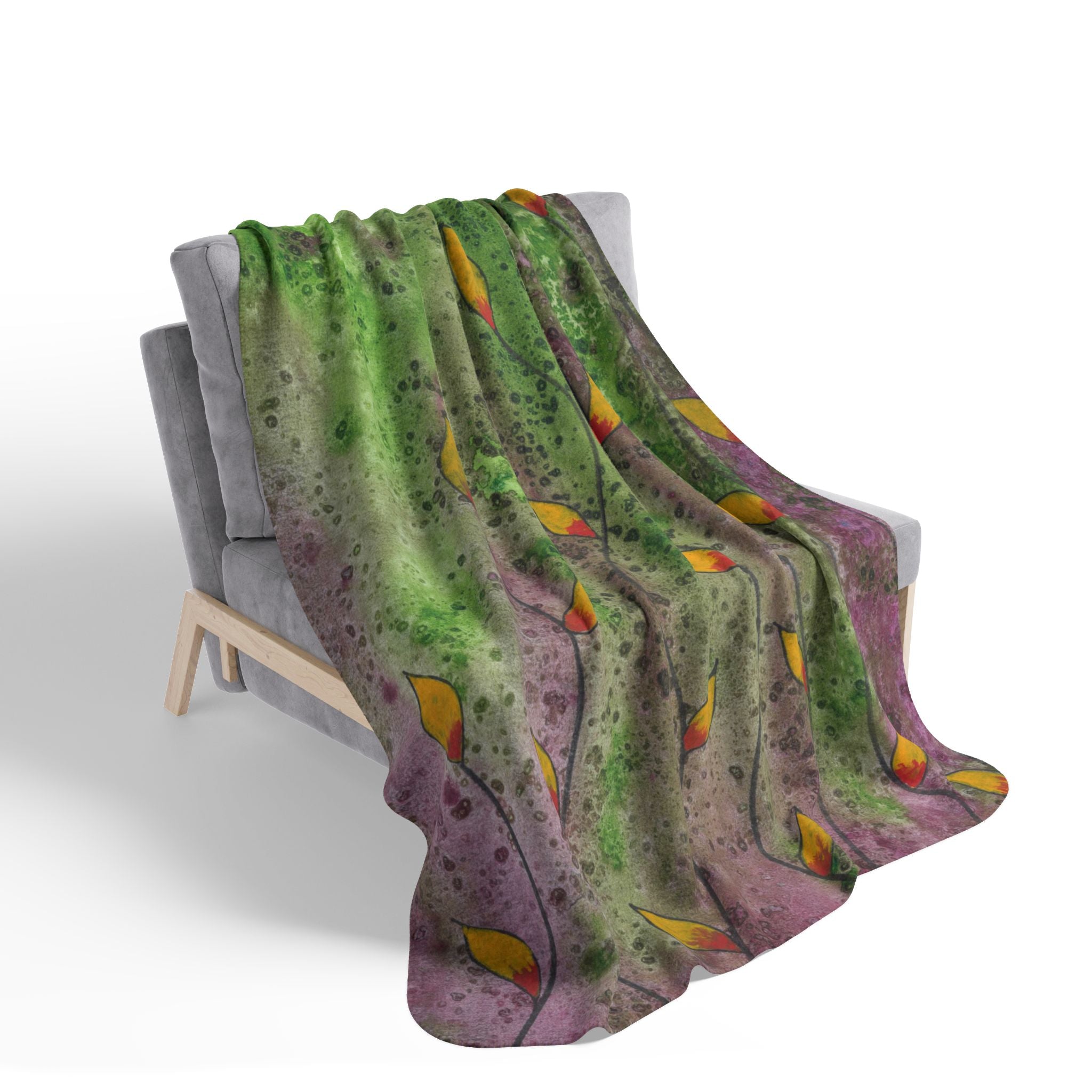 Fleece Throw Blanket, Textured Sherpa Underside, Hemmed, 2 Sizes. Colourful Abstract Design. Perfect for Bedroom, Living Room, or Special Gift #98 HOPE