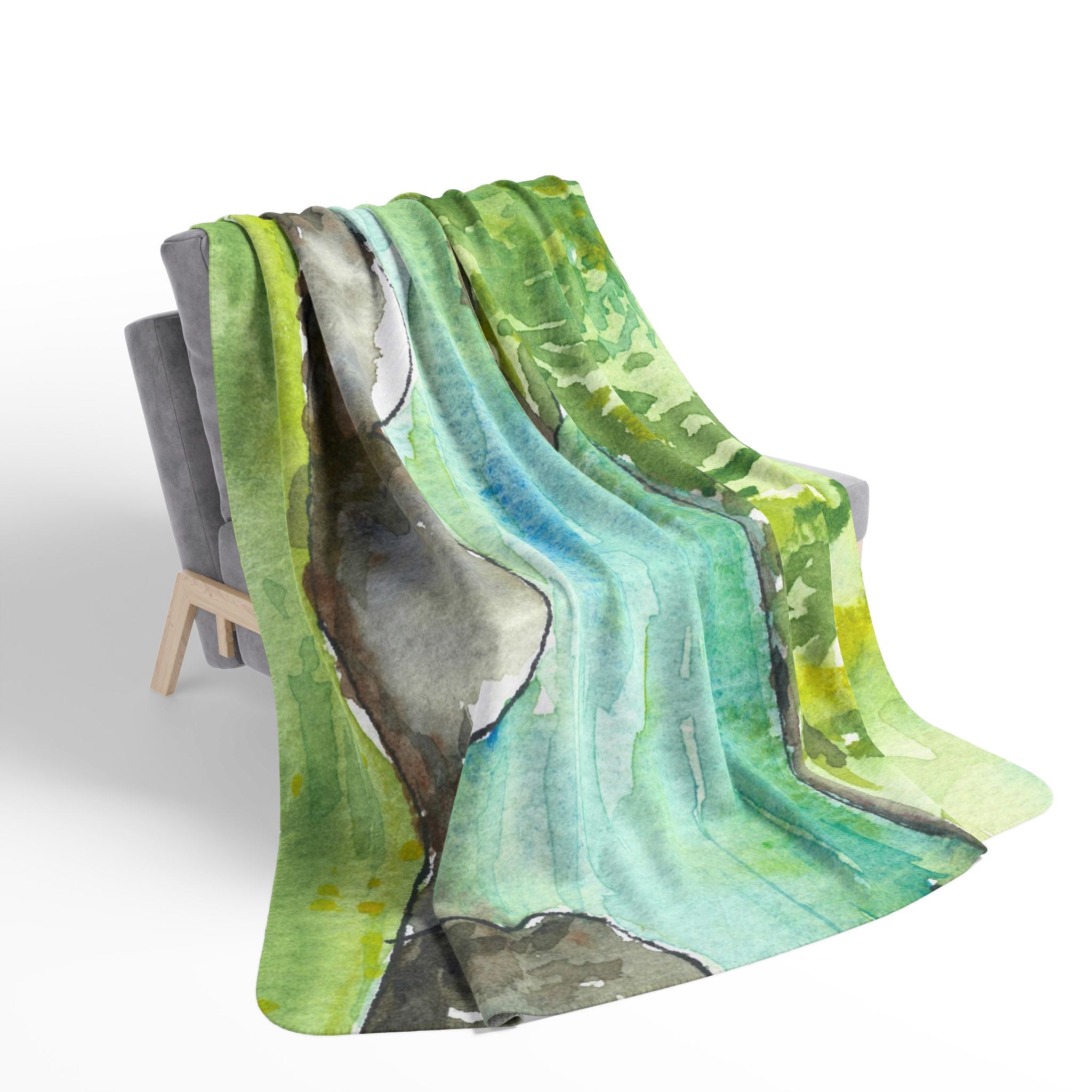 Fleece Throw Blanket, Textured Sherpa Underside, Hemmed, 2 Sizes. Colourful Abstract Design. Perfect for Bedroom, Living Room, or Special Gift #88 Tara River