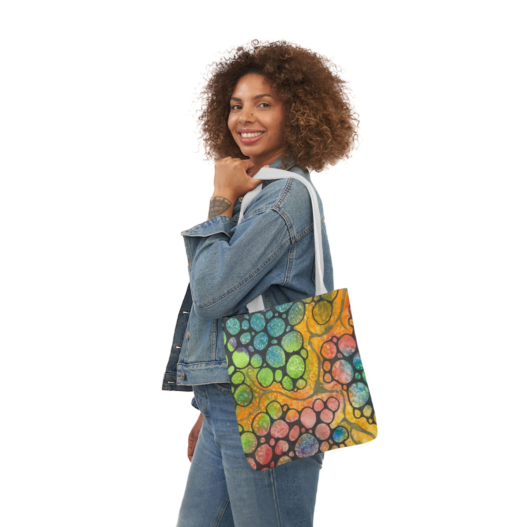 Canvas Tote Bags, Colourful Abstract Designs, 5-Color Straps, 3 Sizes.  For Family and friends or a Special Gift #77 River Of Dreams