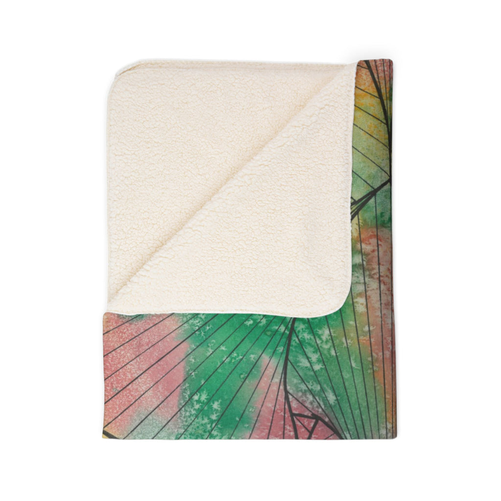 Fleece Throw Blanket, Textured Sherpa Underside, Hemmed, 2 Sizes. Colourful Abstract Design. Perfect for Bedroom, Living Room, or Special Gift #49 Health and Wellbeing