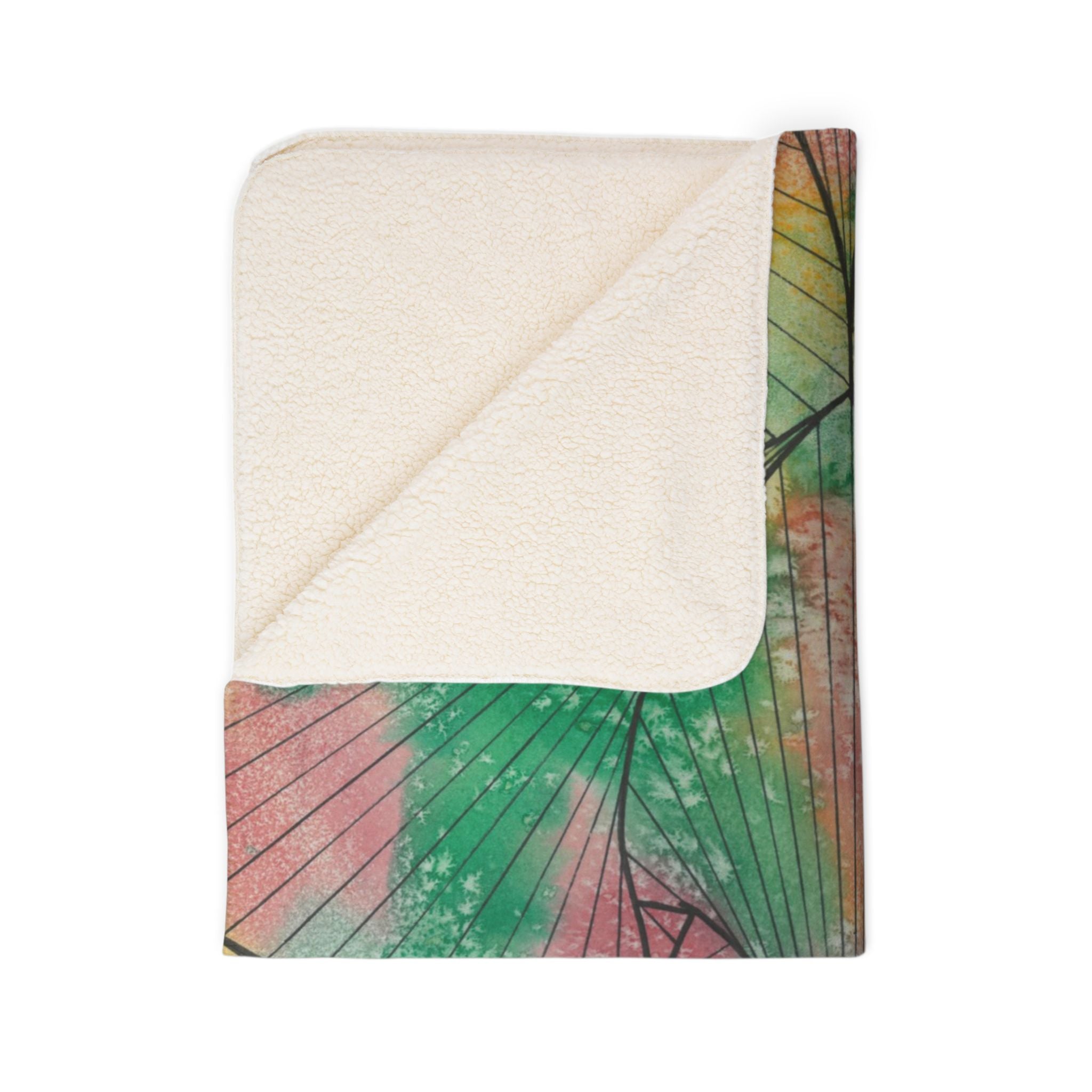 Fleece Throw Blanket, Textured Sherpa Underside, Hemmed, 2 Sizes. Colourful Abstract Design. Perfect for Bedroom, Living Room, or Special Gift #49 Health and Wellbeing