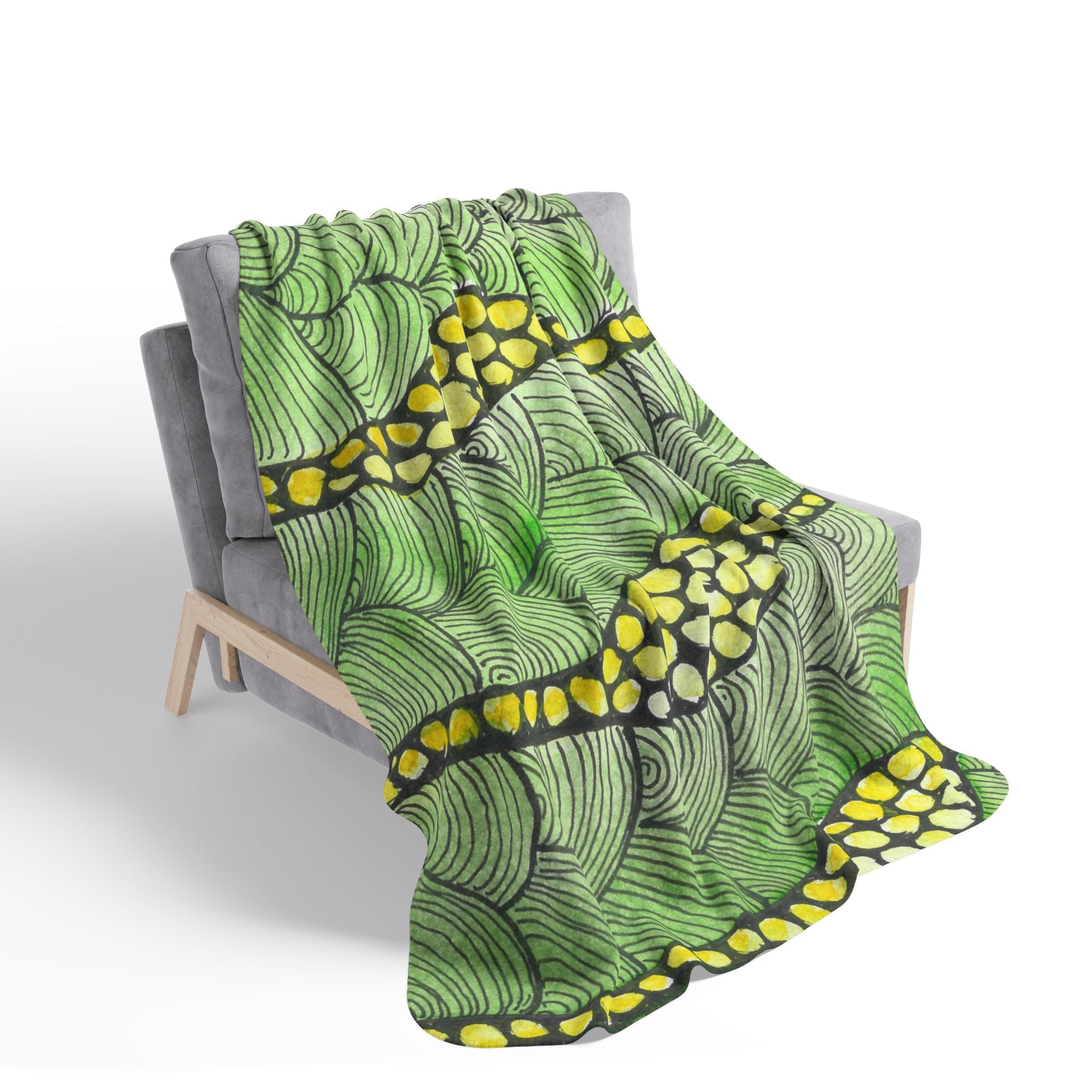 Fleece Throw Blanket, Textured Sherpa Underside, Hemmed, 2 Sizes. Colourful Abstract Design. Perfect for Bedroom, Living Room, or Special Gift #13 Watcha Thinking