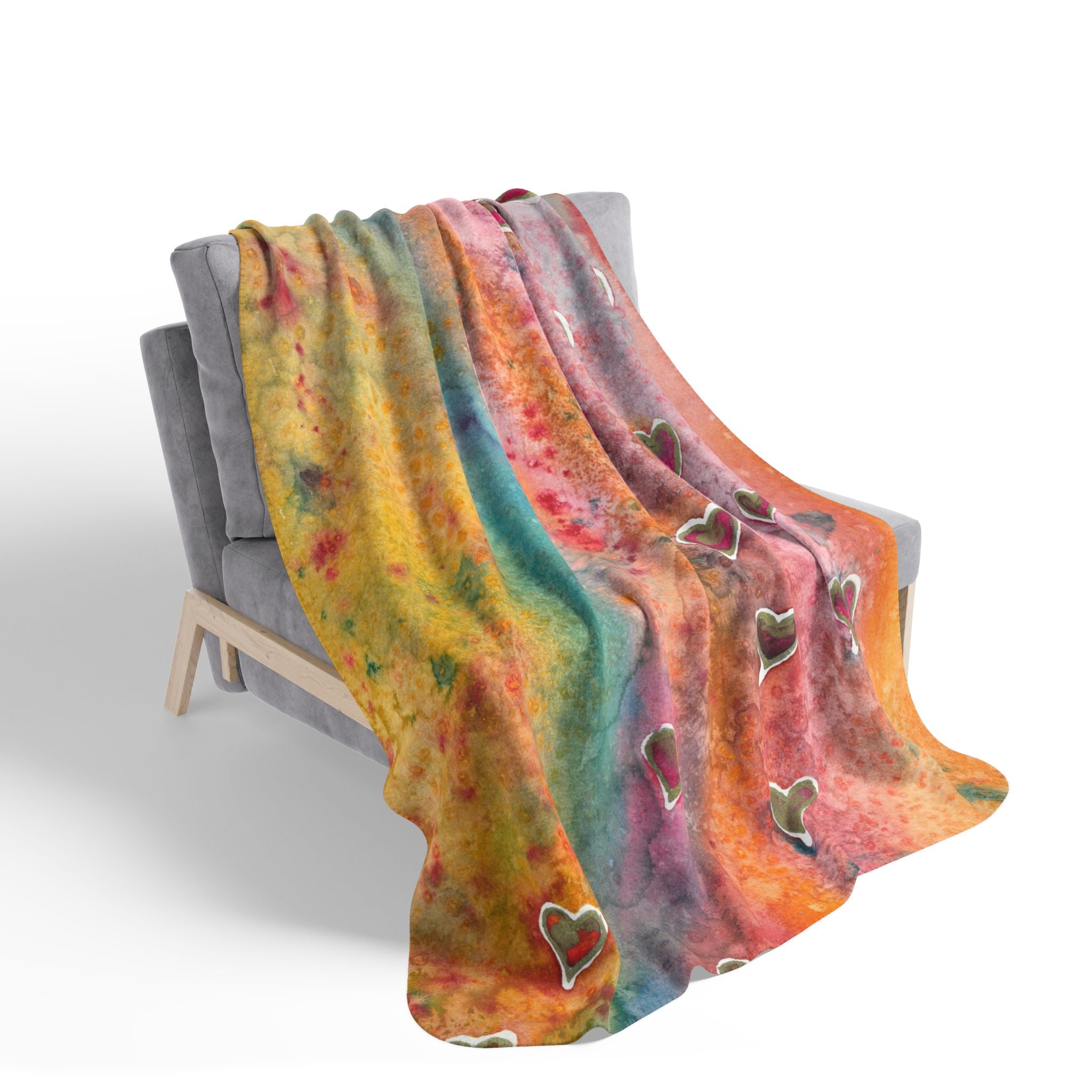 Fleece Throw Blanket, Textured Sherpa Underside, Hemmed, 2 Sizes. Colourful Abstract Design. Perfect for Bedroom, Living Room, or Special Gift #96 Love Friendship Integrity