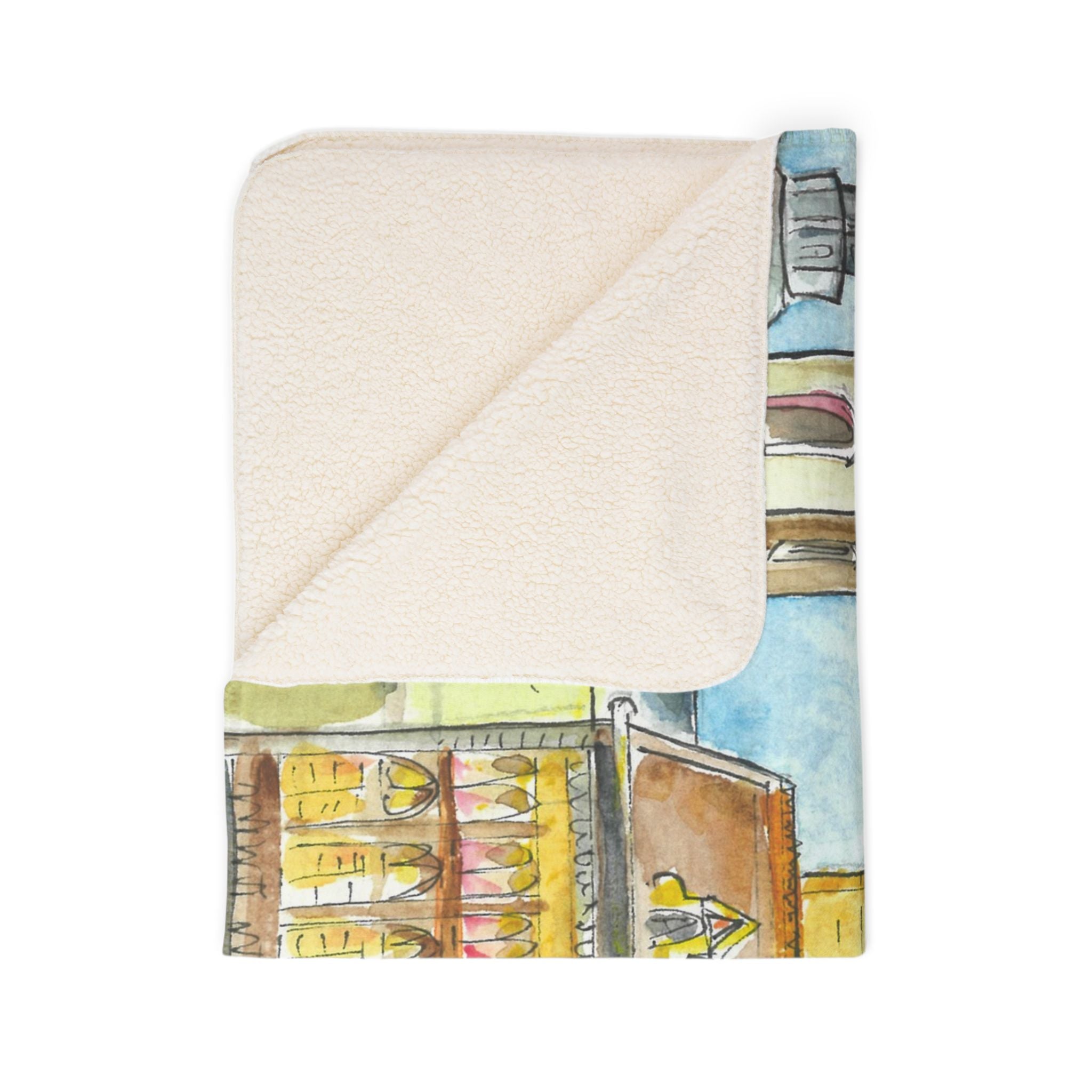 Fleece Throw Blanket, Textured Sherpa Underside, Hemmed, 2 Sizes. Colourful Abstract Design. Perfect for Bedroom, Living Room, or Special Gift #95 Beautiful Novi Sad