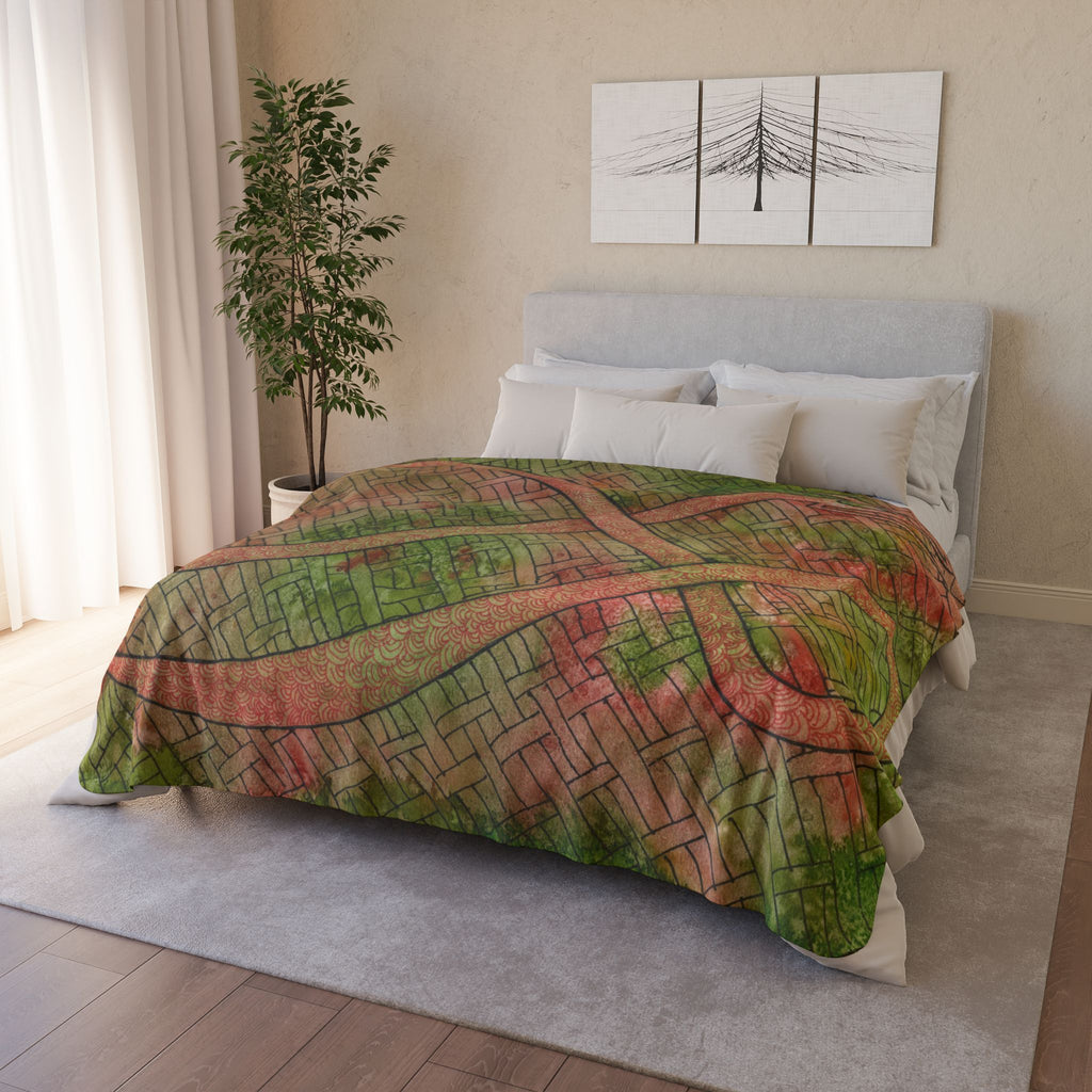 Fleece Throw Blanket, Textured Sherpa Underside, Hemmed, 2 Sizes. Colourful Abstract Design. Perfect for Bedroom, Living Room, or Special Gift #57 Celtic Flavours