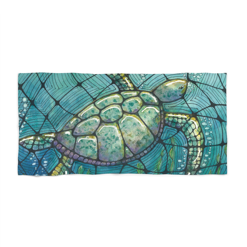 Colourful Abstract Beach Towels, Cotton Loop backing for Durability, 2 Sizes.  For Family and friends or a Special Gift #73 Turtling Along