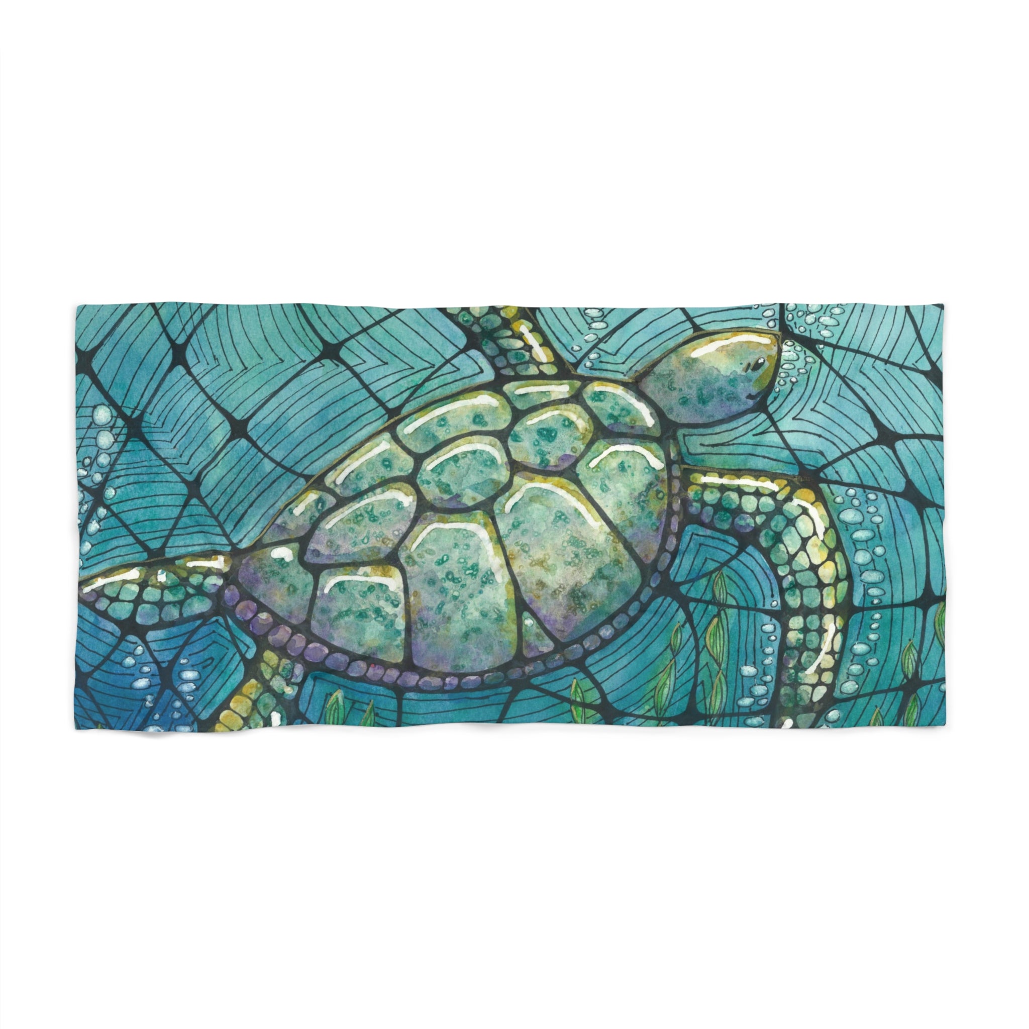 Colourful Abstract Beach Towels, Cotton Loop backing for Durability, 2 Sizes.  For Family and friends or a Special Gift #73 Turtling Along