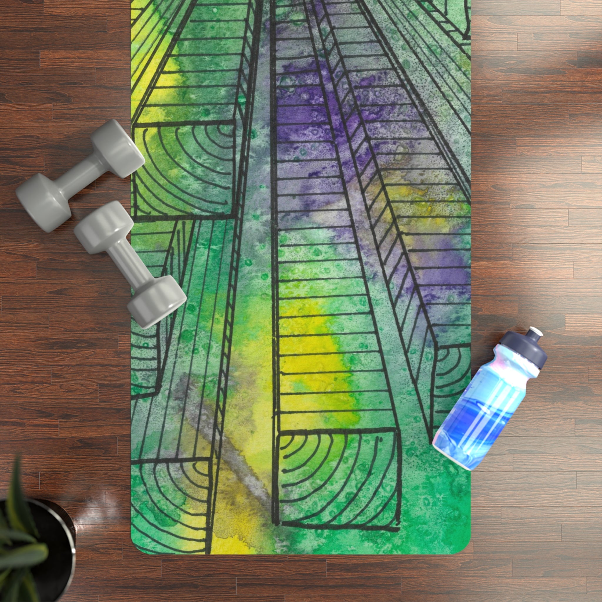Yoga Mats and Gym Mats. Colourful Abstract Designs. Perfect for Home, Yoga or Gym Class, or a Special Gift #89 The Wayseers