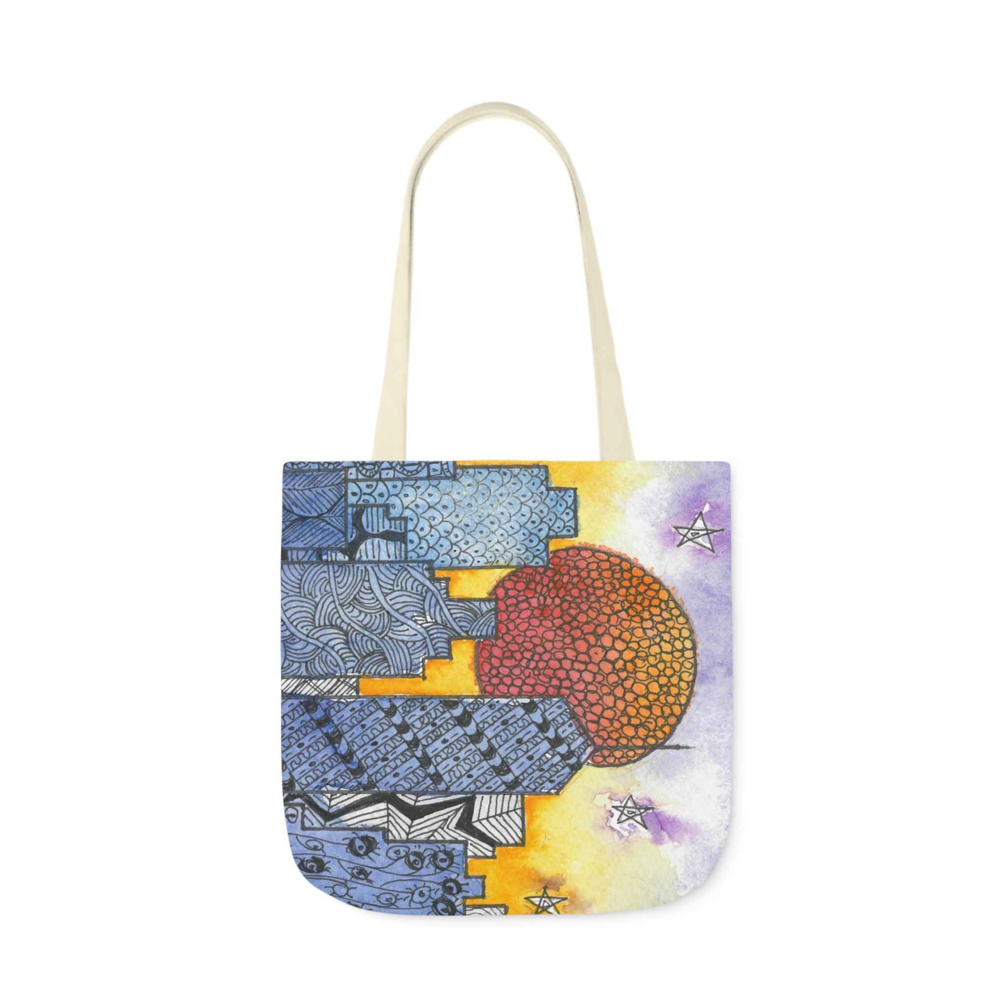Canvas Tote Bags, Colourful Abstract Designs, 5-Color Straps, 3 Sizes.  For Family and friends or a Special Gift #5 In The Shadows
