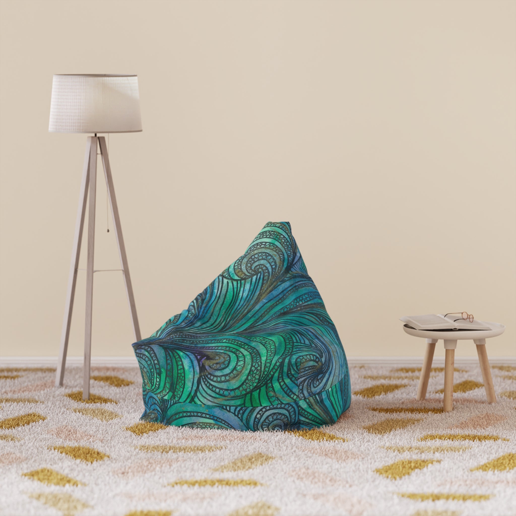 Bean Bag Chair Covers For Indoor & Outdoor - 2 Sizes - Exciting Abstract Design #71 Call of The Sea