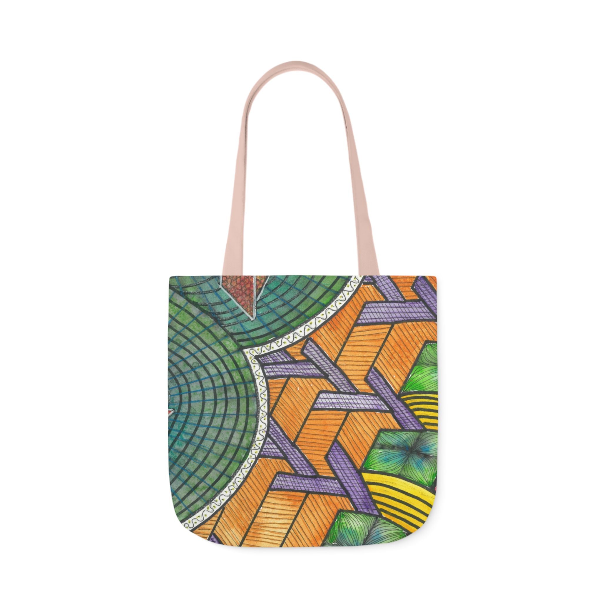 Canvas Tote Bags, Colourful Abstract Designs, 5-Color Straps, 3 Sizes.  For Family and friends or a Special Gift #31 T'Eye Land