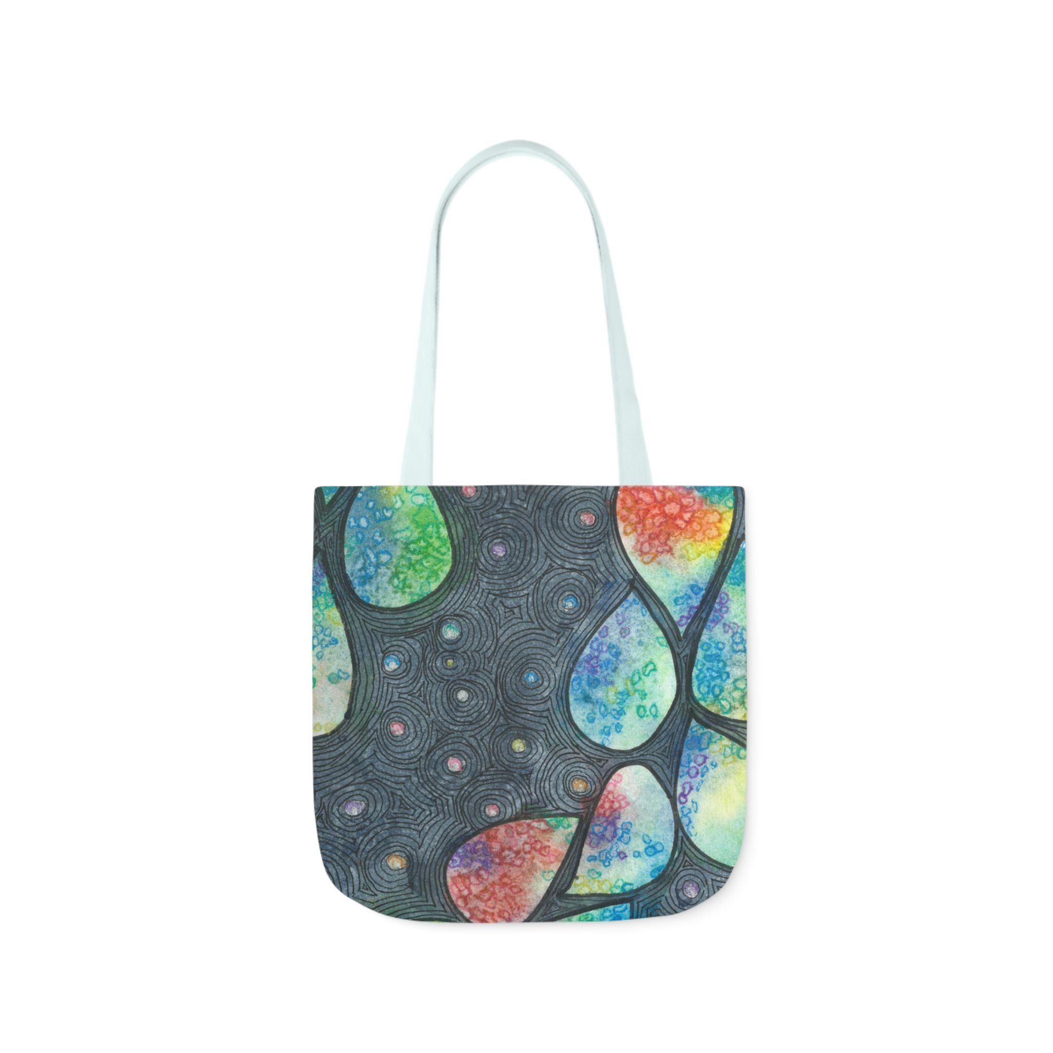 Canvas Tote Bags, Colourful Abstract Designs, 5-Color Straps, 3 Sizes.  For Family and friends or a Special Gift #30 Give Us A Minute