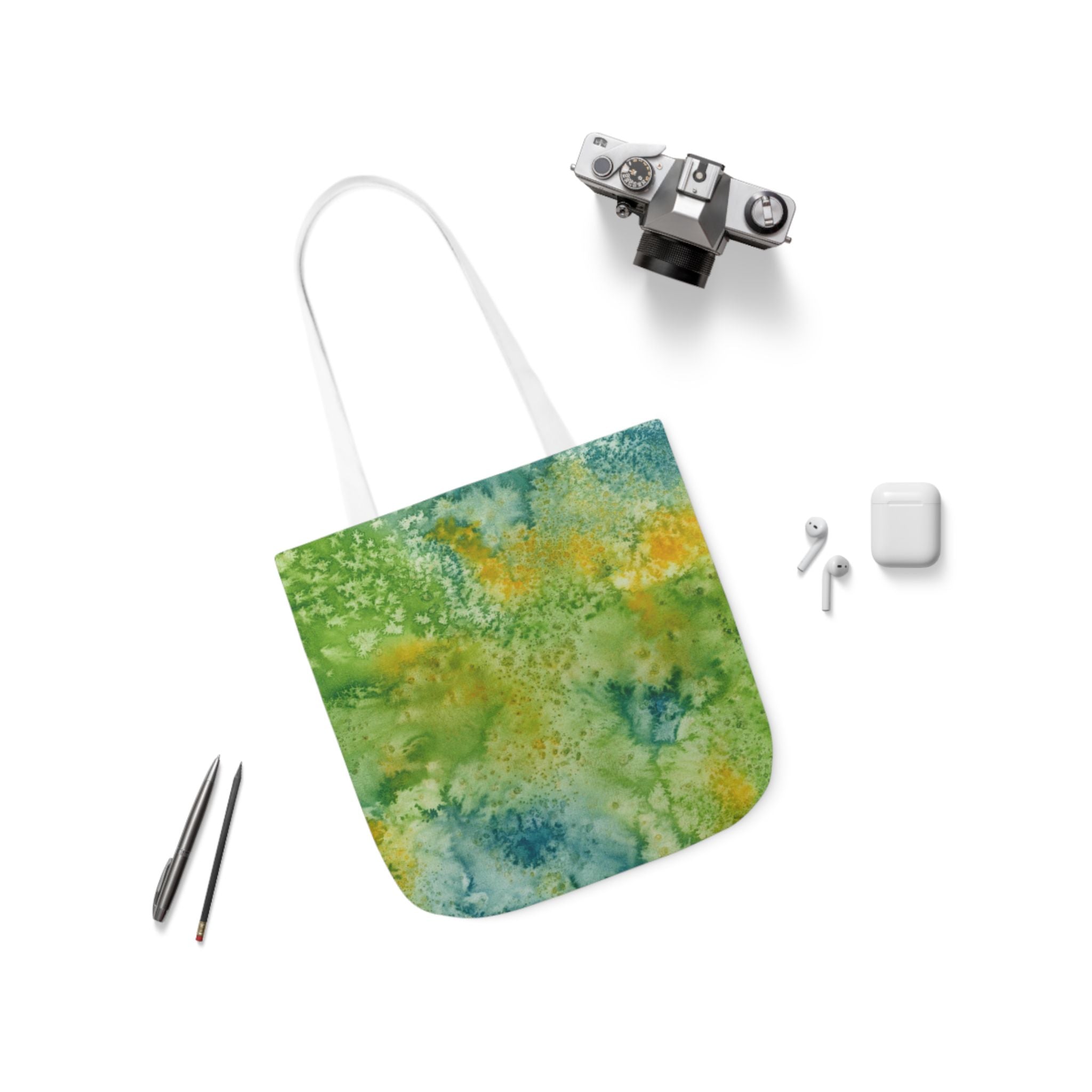 Canvas Tote Bags, Colourful Abstract Designs, 5-Color Straps, 3 Sizes.  For Family and friends or a Special Gift #52 View From Above